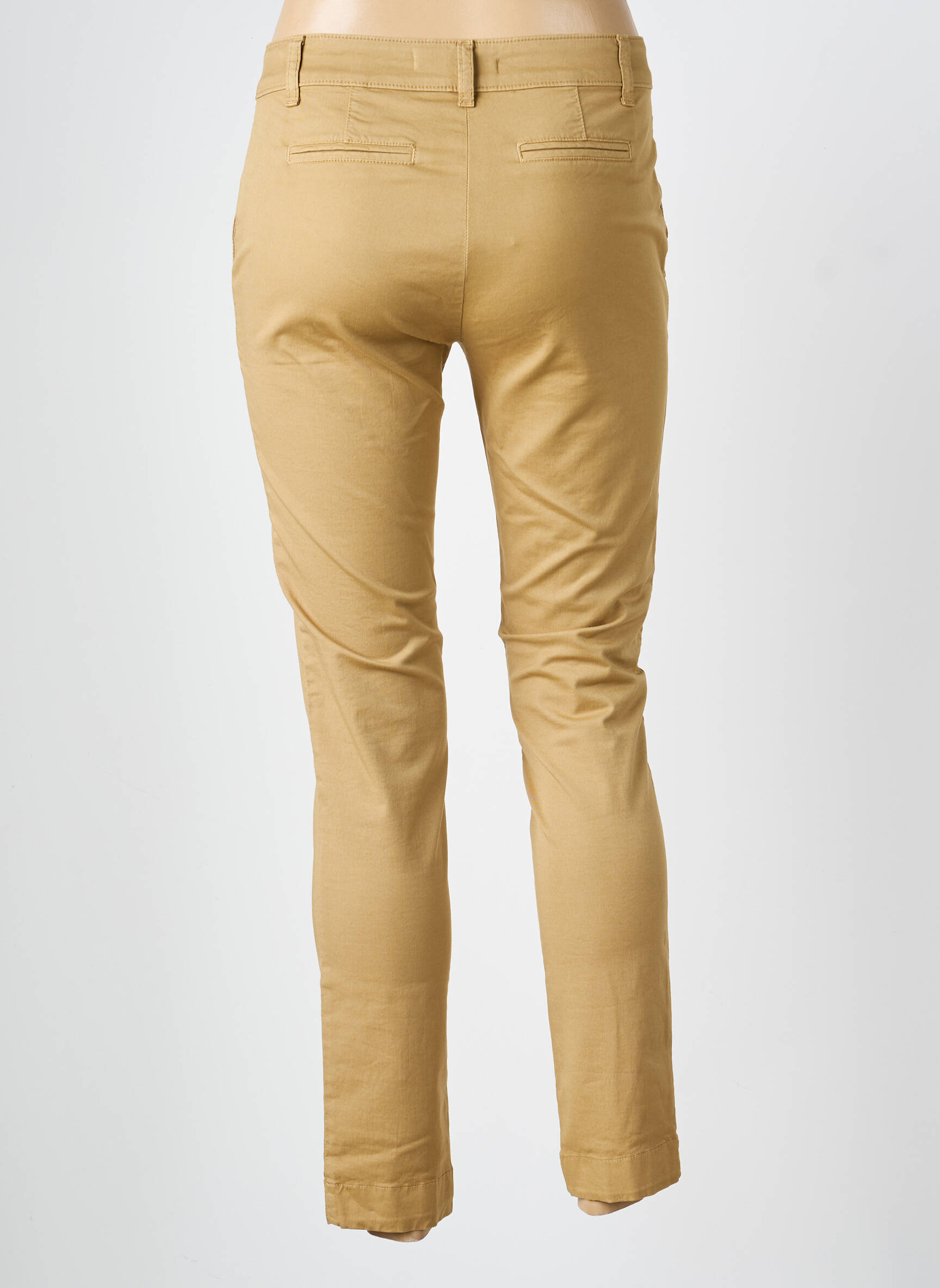 Pantalon chino tissage popeline taille normale beige LAUREN VIDAL femme