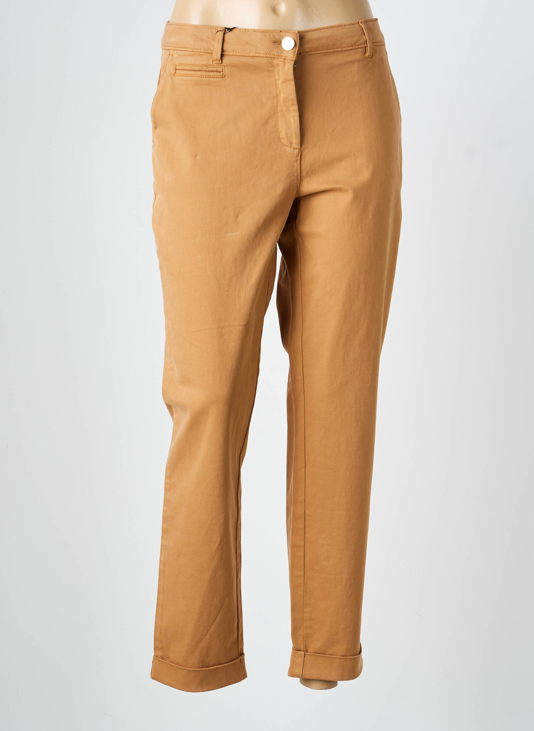 Pantalon chino tissage popeline taille normale marron EVA KAYAN femme