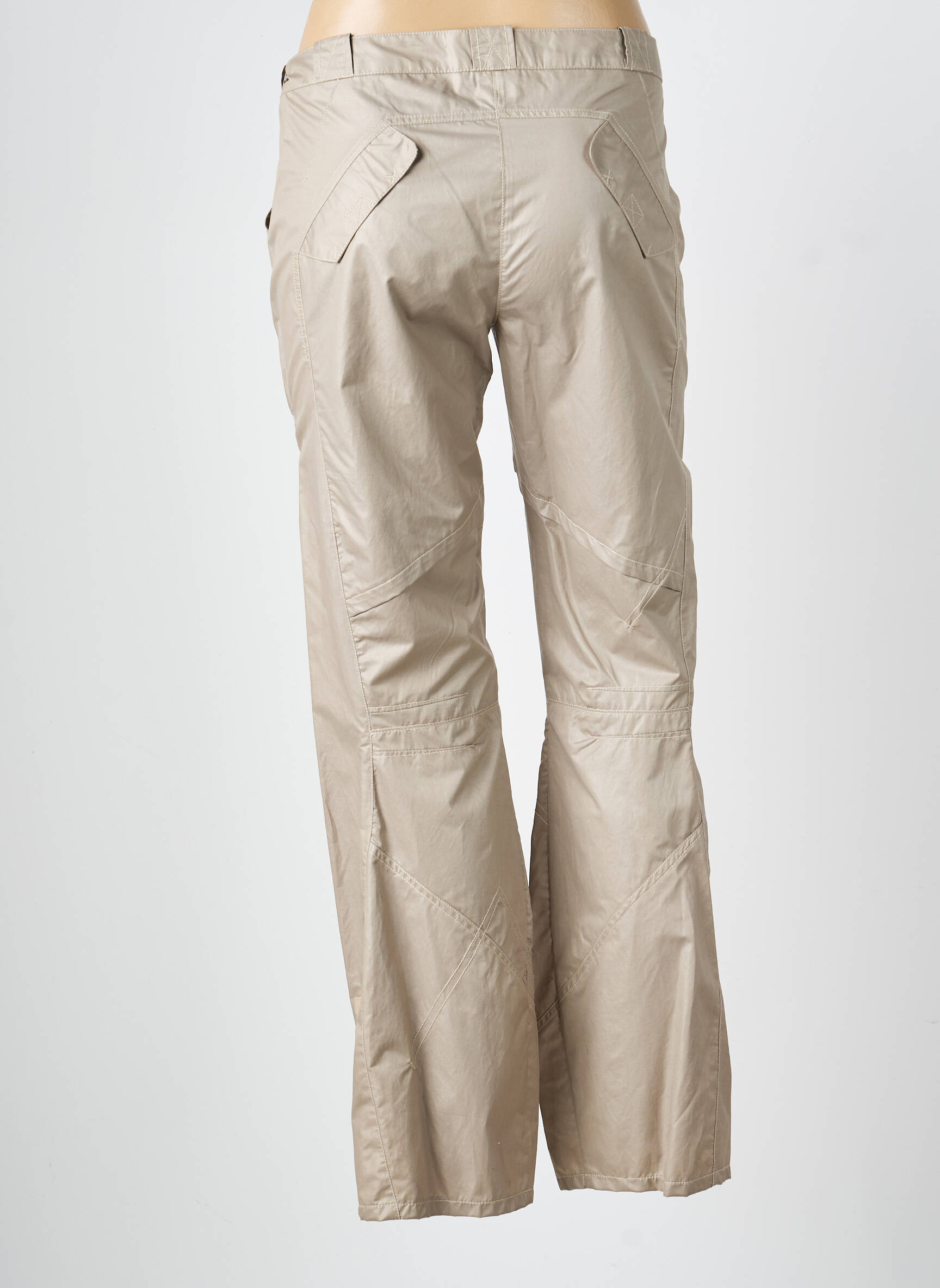 Pantalon droit tissage popeline taille normale beige INDIES femme