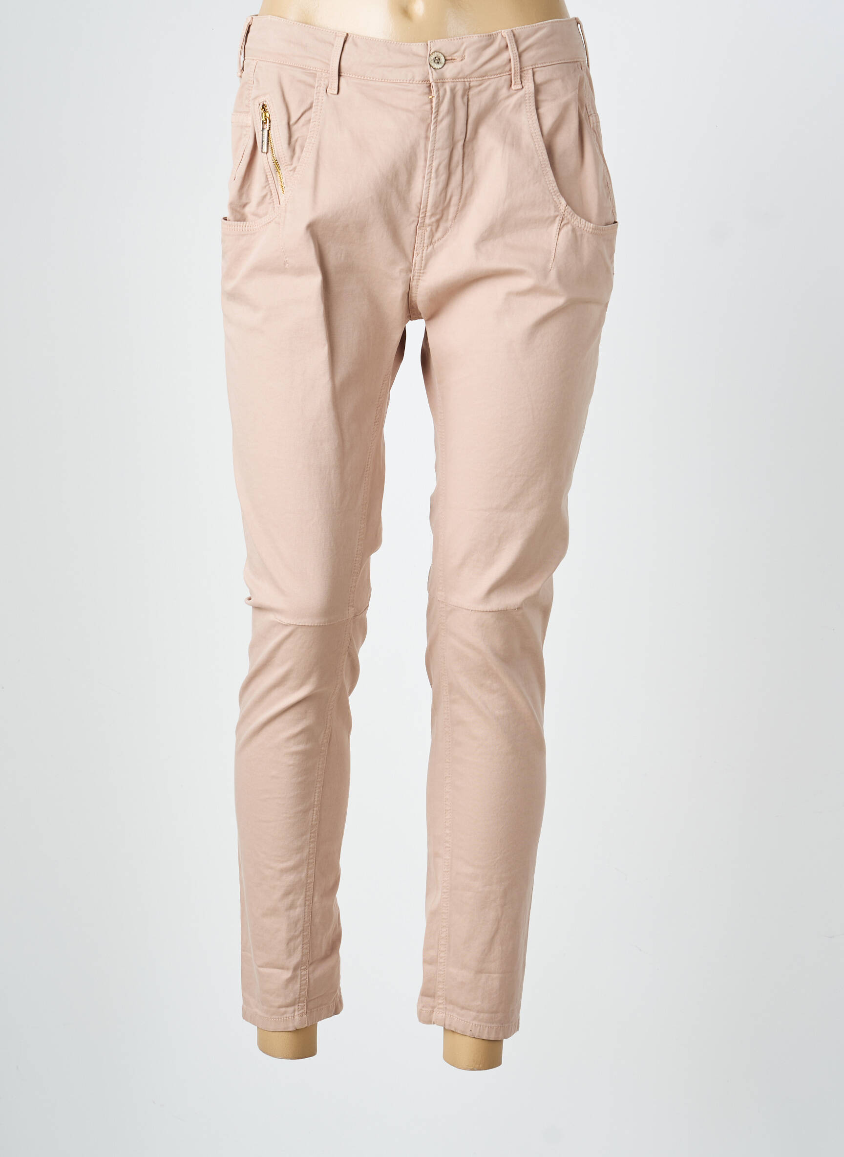 Pantalon 7/8 tissage popeline taille normale rose MANILA GRACE femme