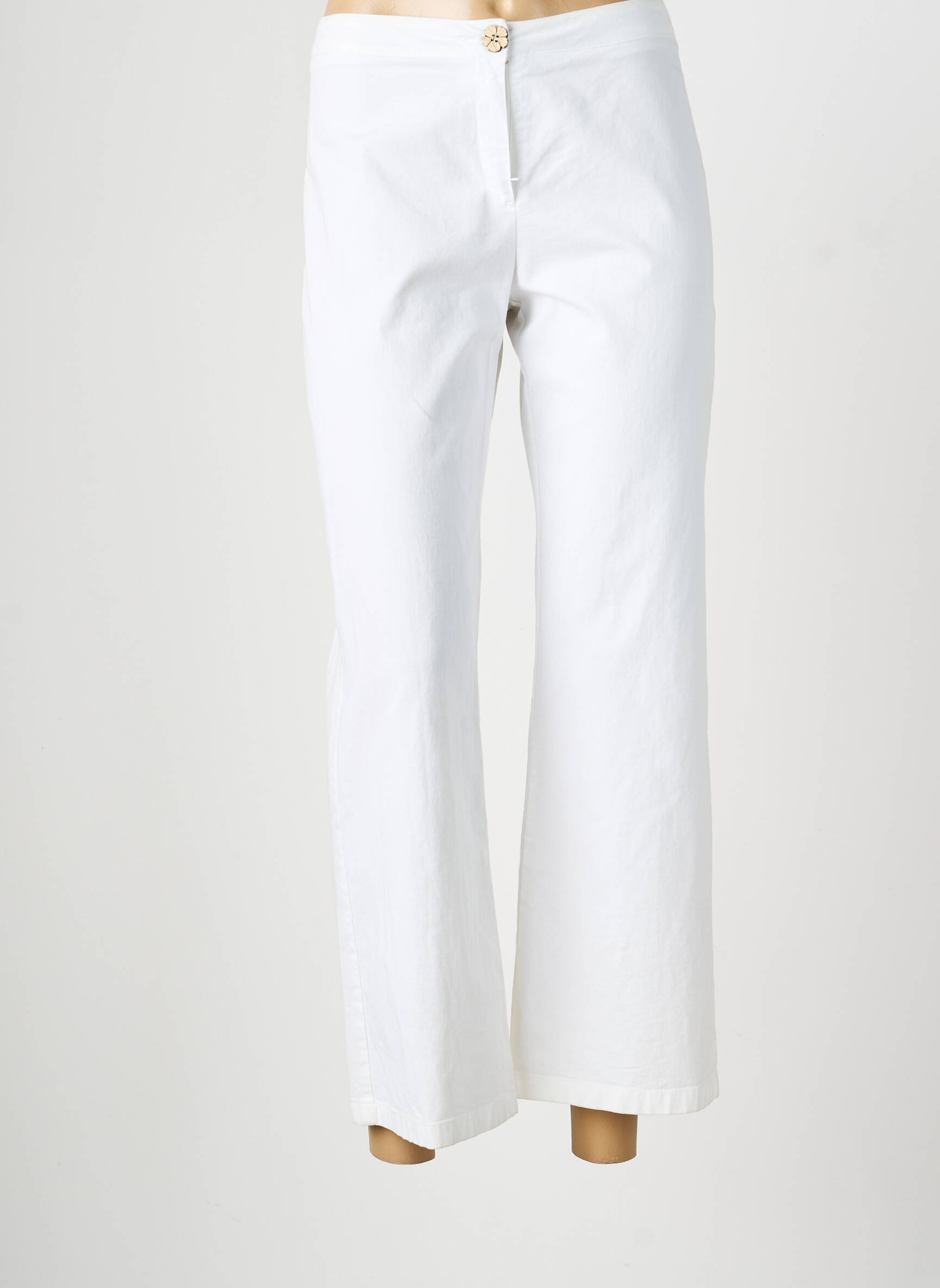 Pantalon 7/8 taille élastique taille normale blanc INDIES femme