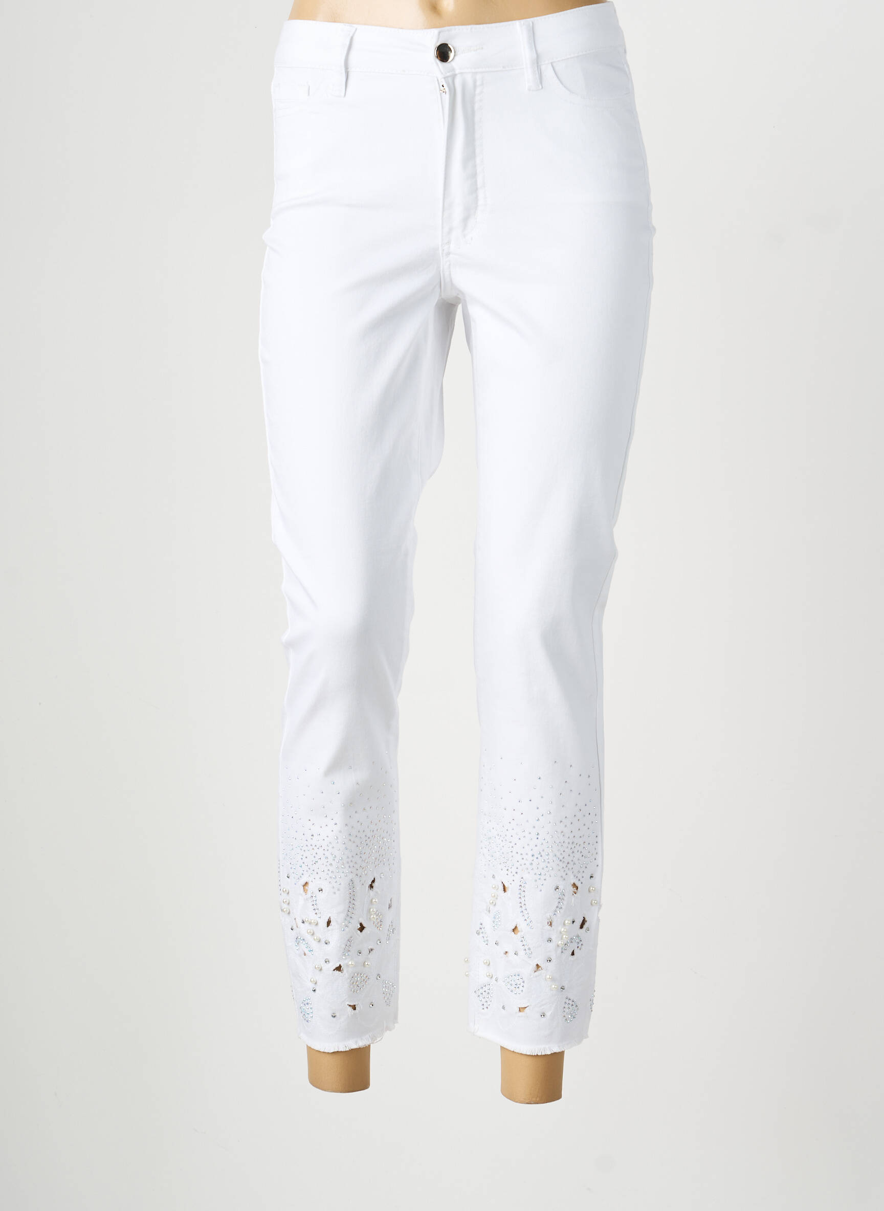 Jeans coupe slim taille normale taille normale blanc FRANK LYMAN femme