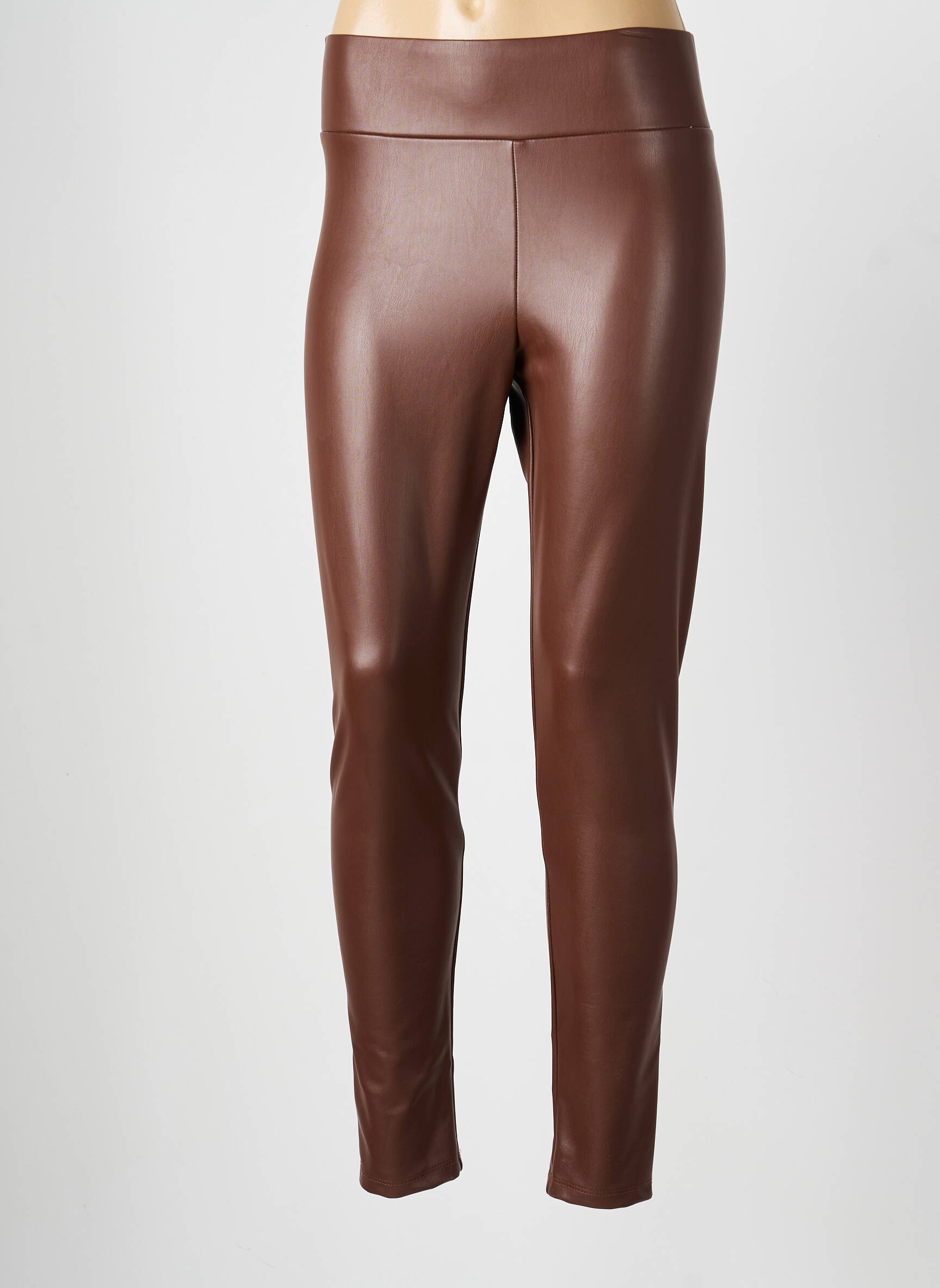 Legging tissage simili-cuir taille normale marron FRANK LYMAN femme
