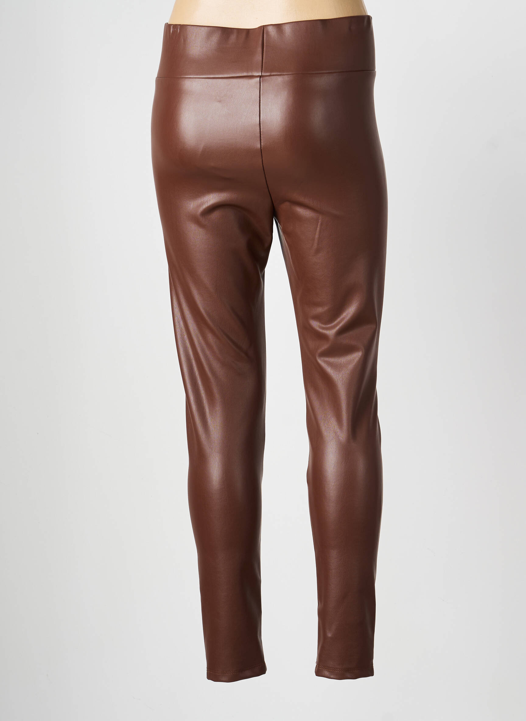 Legging tissage simili-cuir taille normale marron FRANK LYMAN femme