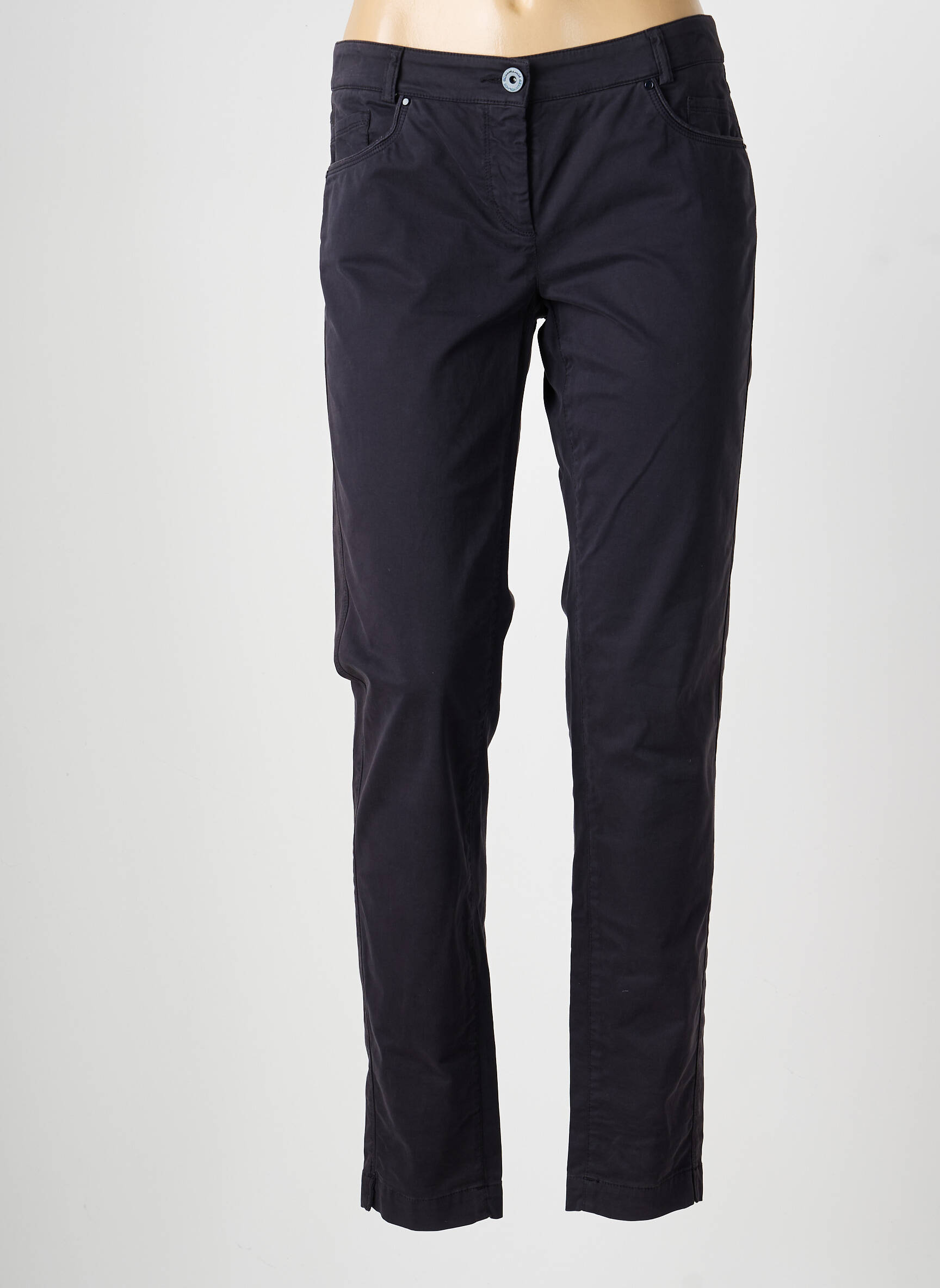 Pantalon slim tissage popeline taille normale bleu PENNYBLACK femme