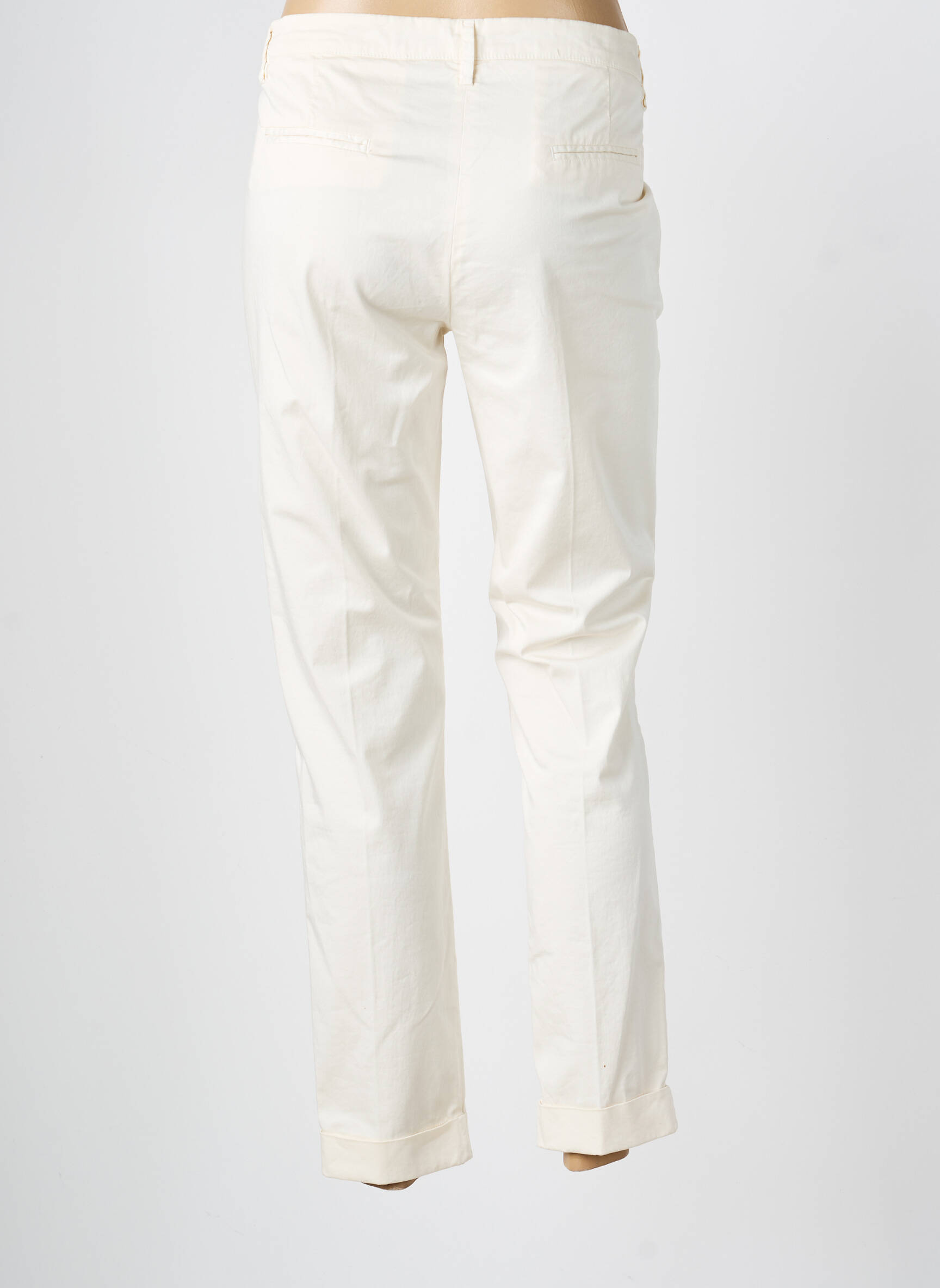 Pantalon chino tissage popeline taille normale beige MANILA GRACE femme