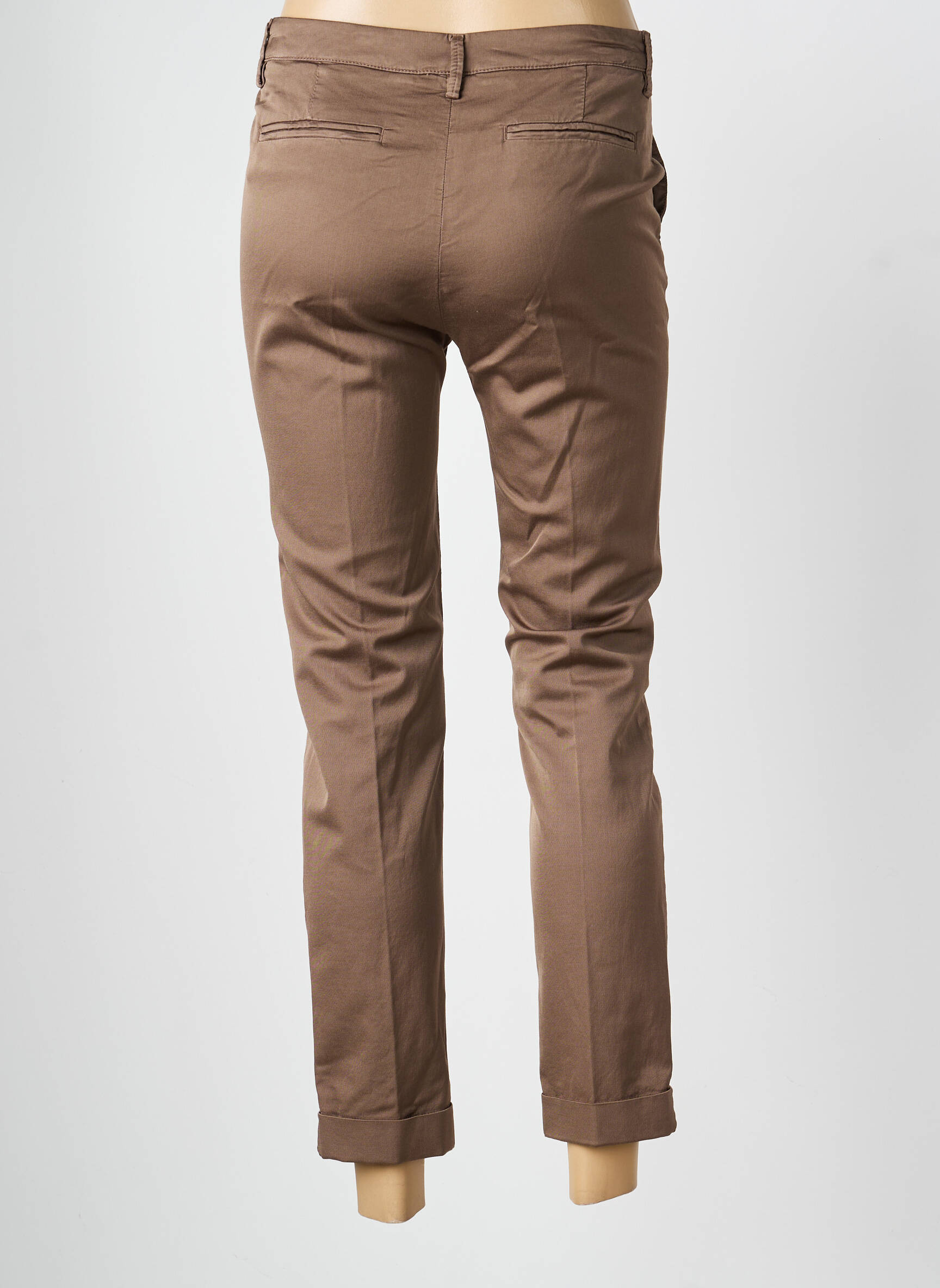 Pantalon chino tissage popeline taille normale marron MANILA GRACE femme