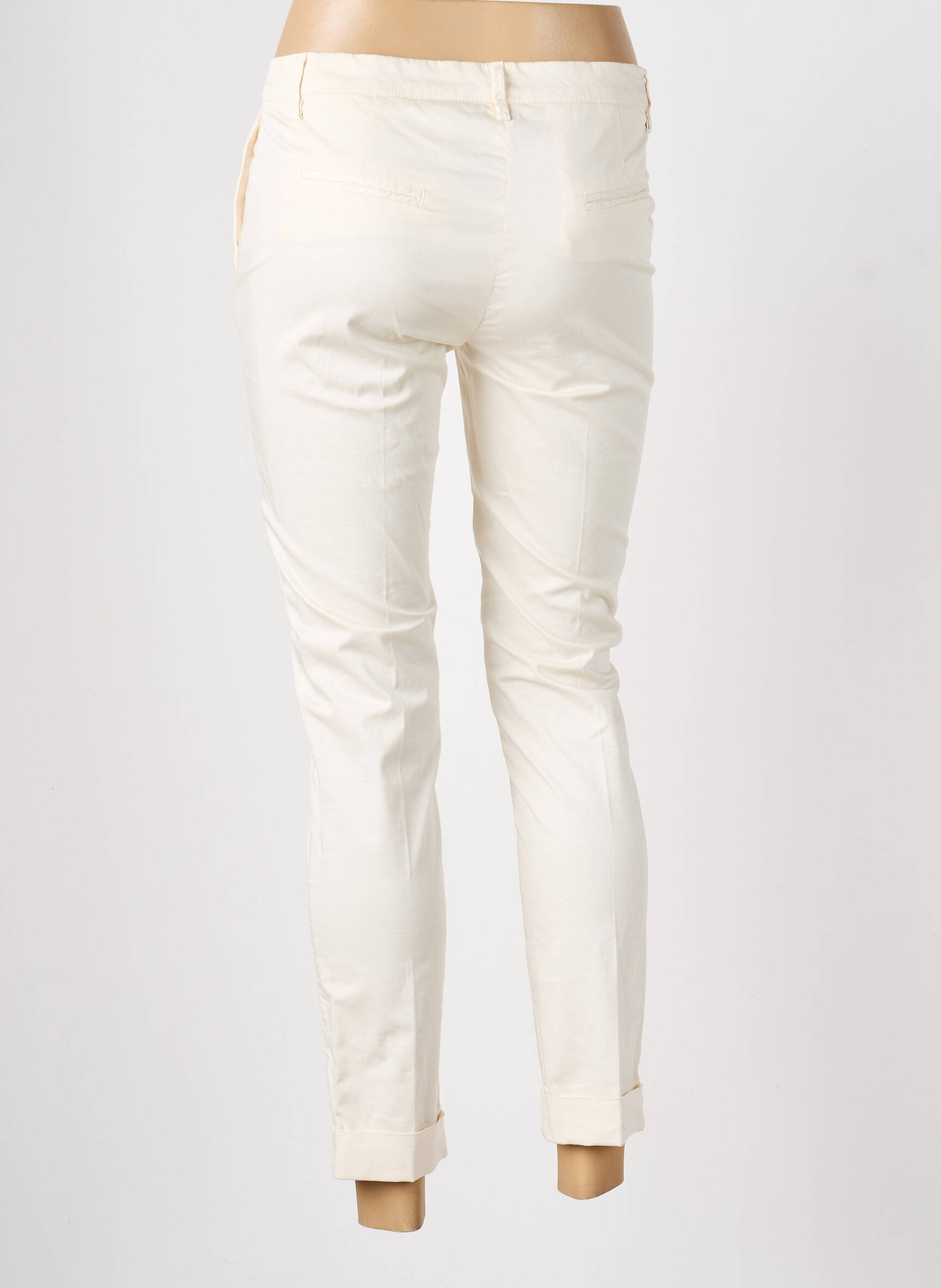Pantalon chino tissage popeline taille normale beige MANILA GRACE femme