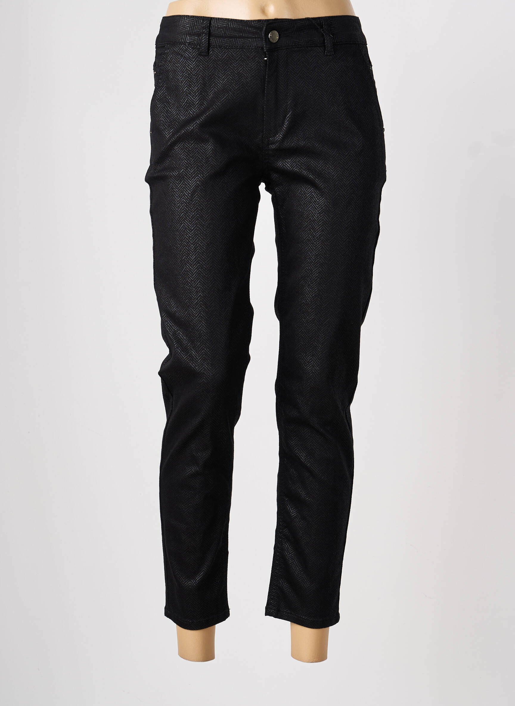 Pantalon 7/8 taille à pinces taille normale noir EVA KAYAN femme