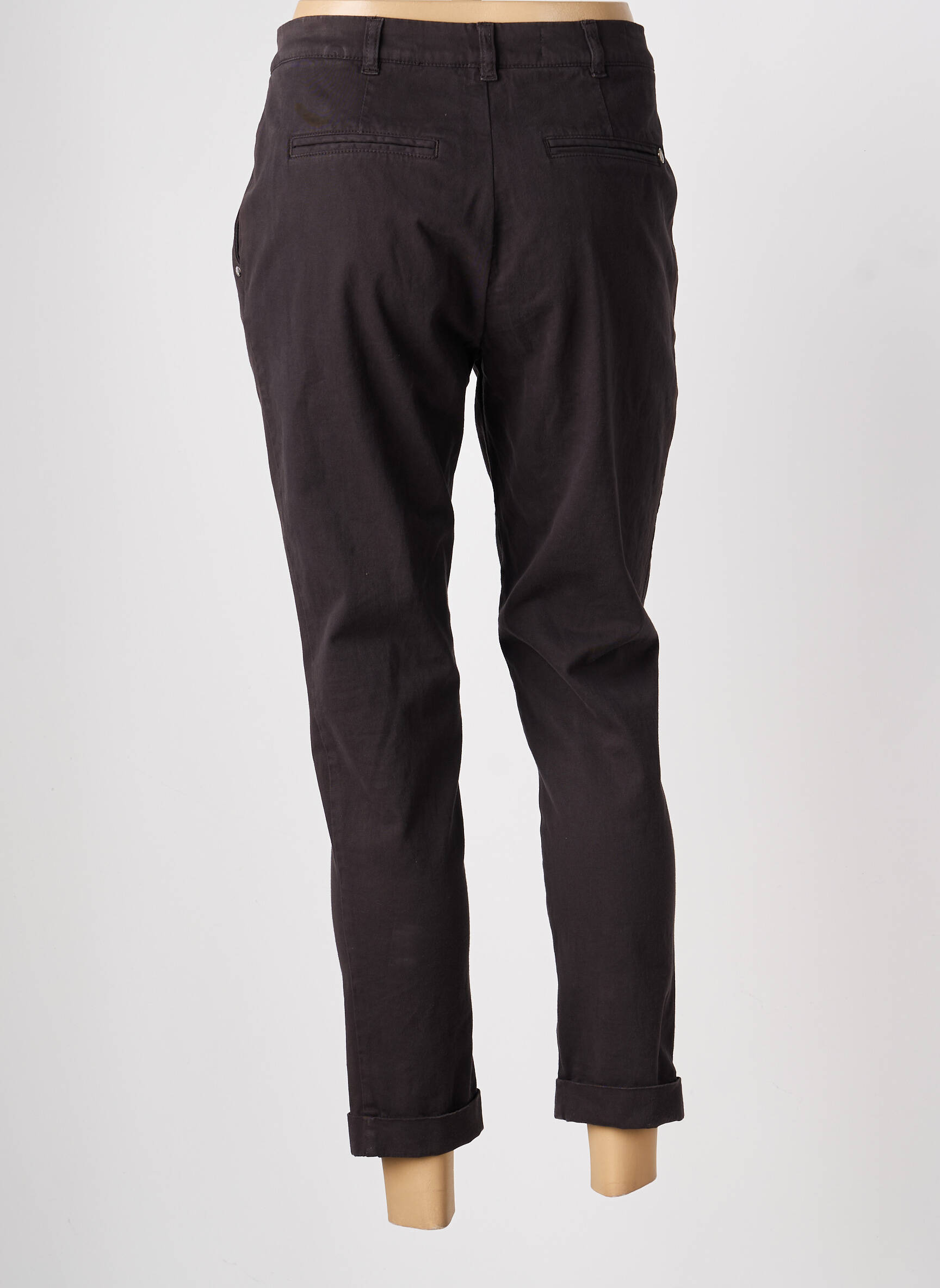 Pantalon chino tissage popeline taille normale marron MANILA GRACE femme
