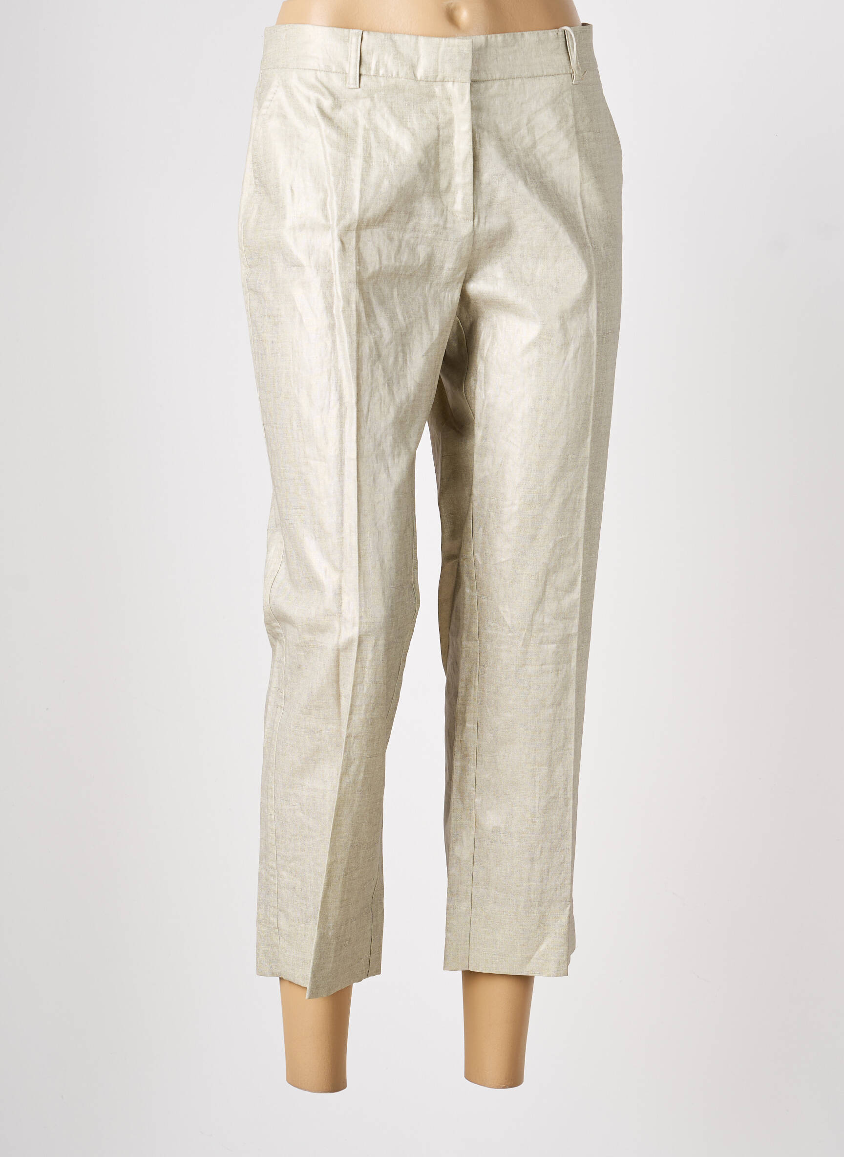 Pantalon 7/8 taille à pinces taille normale beige LOLA femme