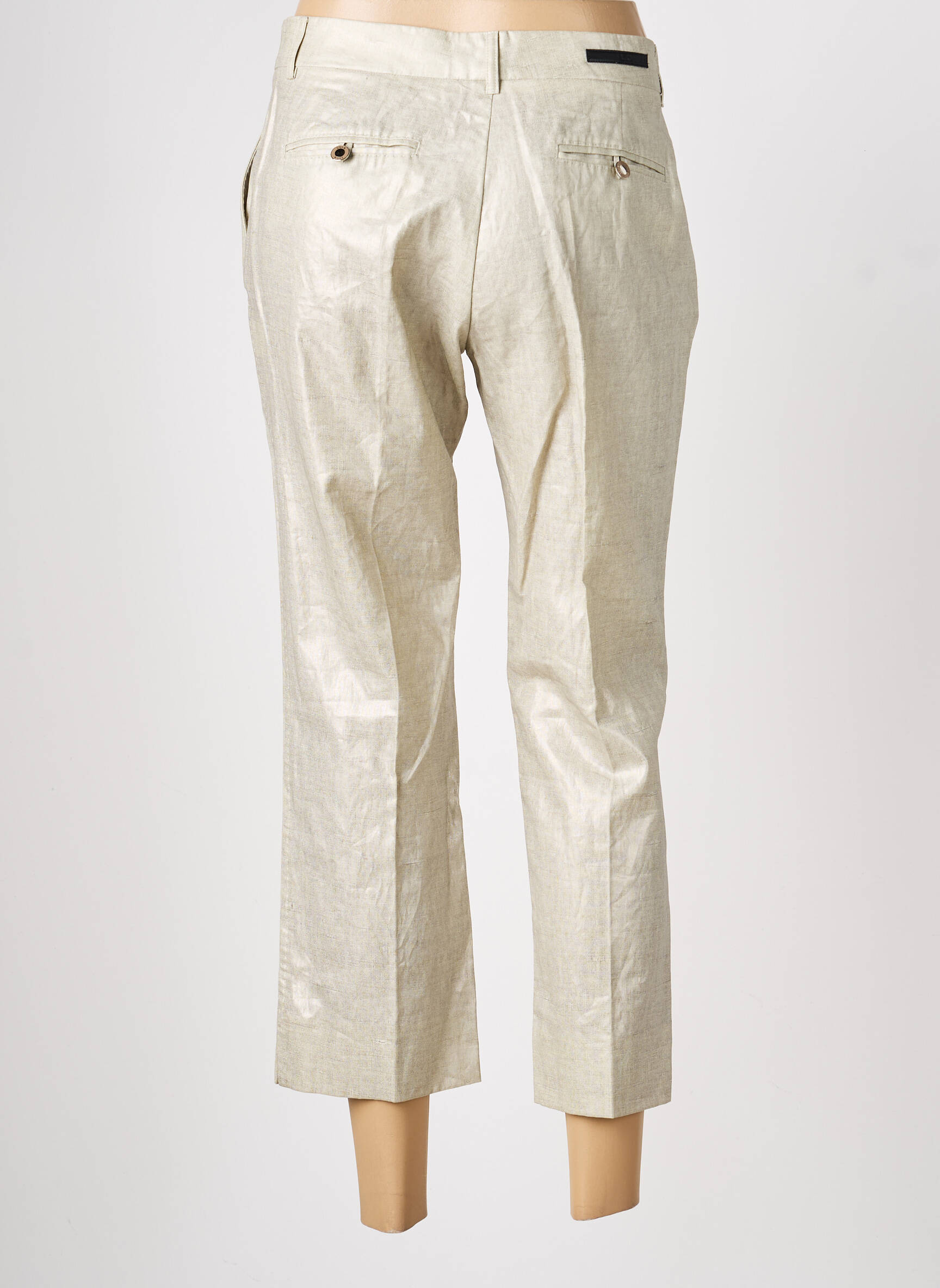 Pantalon 7/8 taille à pinces taille normale beige LOLA femme