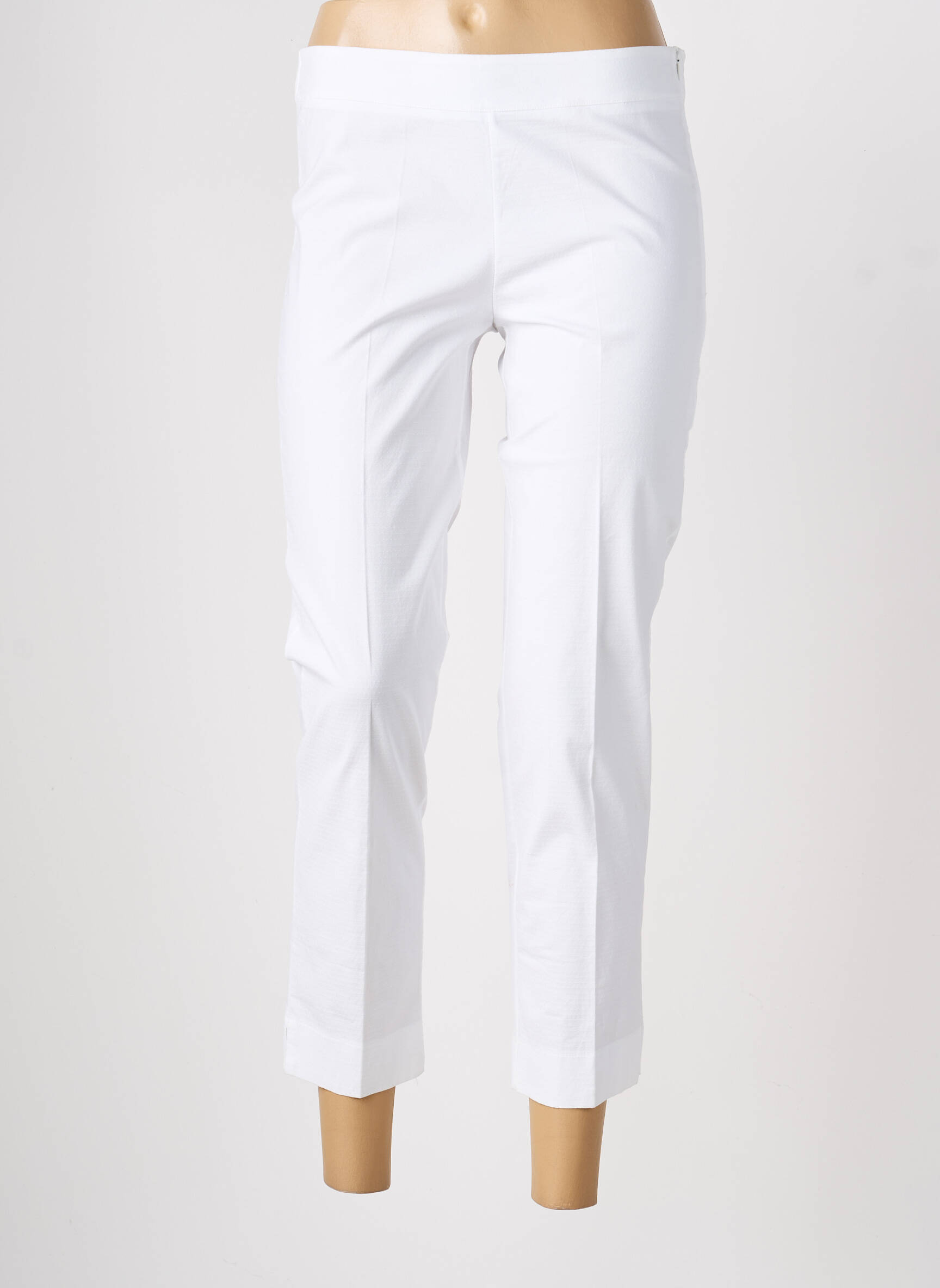 Pantalon 7/8 taille à pinces taille normale blanc MARIA BELLENTANI femme