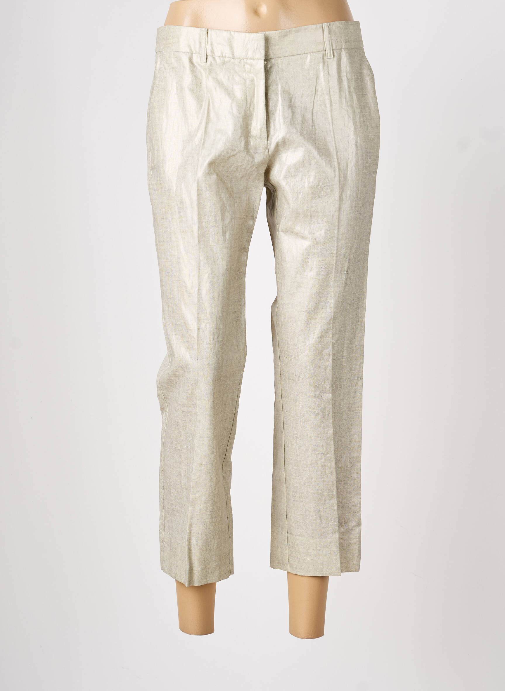Pantalon 7/8 taille à pinces taille normale beige LOLA femme