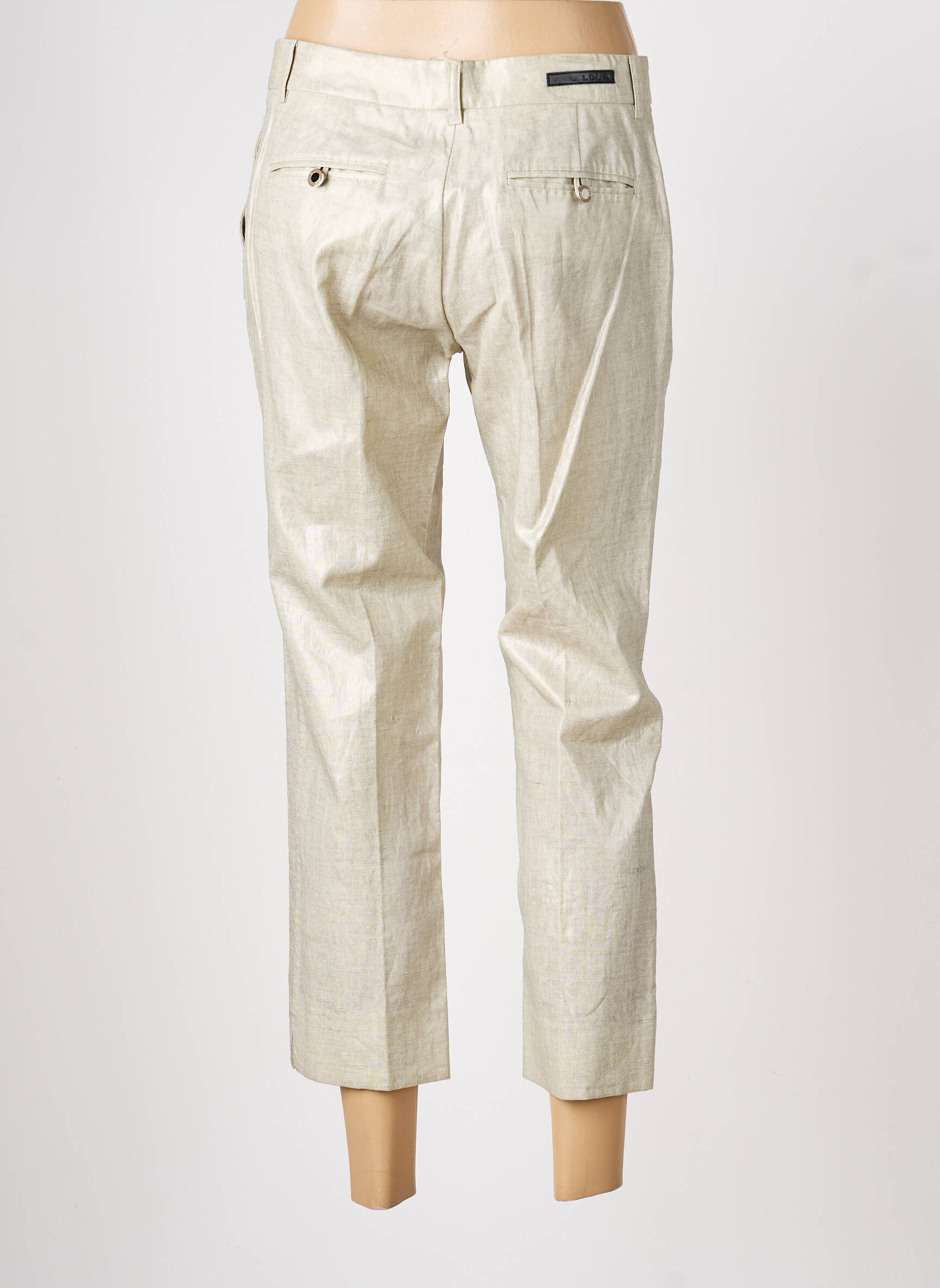 Pantalon 7/8 taille à pinces taille normale beige LOLA femme