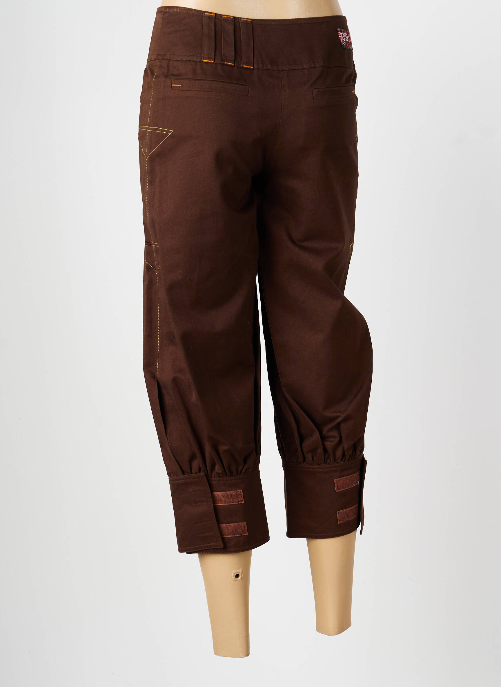 Pantacourt taille haute taille haute marron ZNJ femme