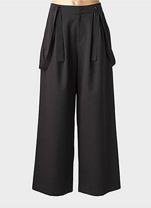 Pantalon large tissage popeline taille normale noir LUMINA femme