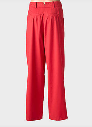 Pantalon large tissage popeline taille haute rouge GARCONNE femme