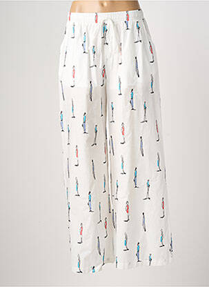 Pantalon large tissage popeline taille normale blanc LUMINA femme