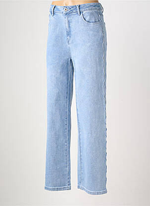 Jeans coupe large stretch taille haute bleu MUSY MUSE femme