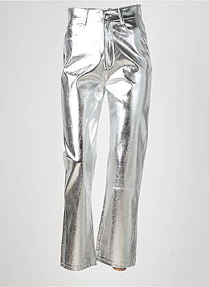 Pantalon droit taille haute taille haute argent DAPHNEA femme