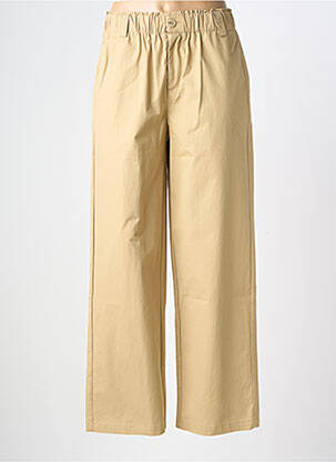 Pantalon large tissage popeline taille haute beige COLOR BLOCK femme