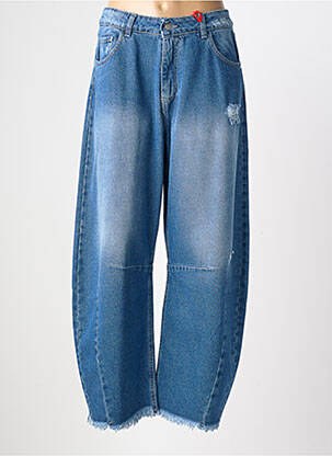Jeans coupe large effet usé délavé taille haute bleu GARCONNE femme