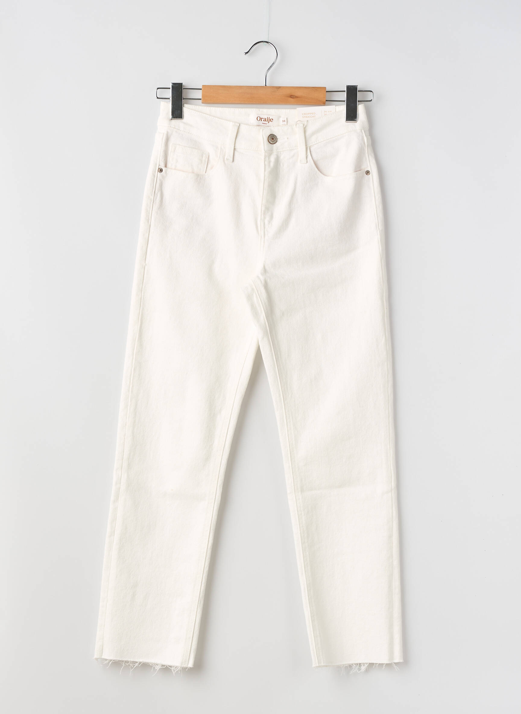 Jeans coupe droite taille haute taille haute blanc ORAIJE femme