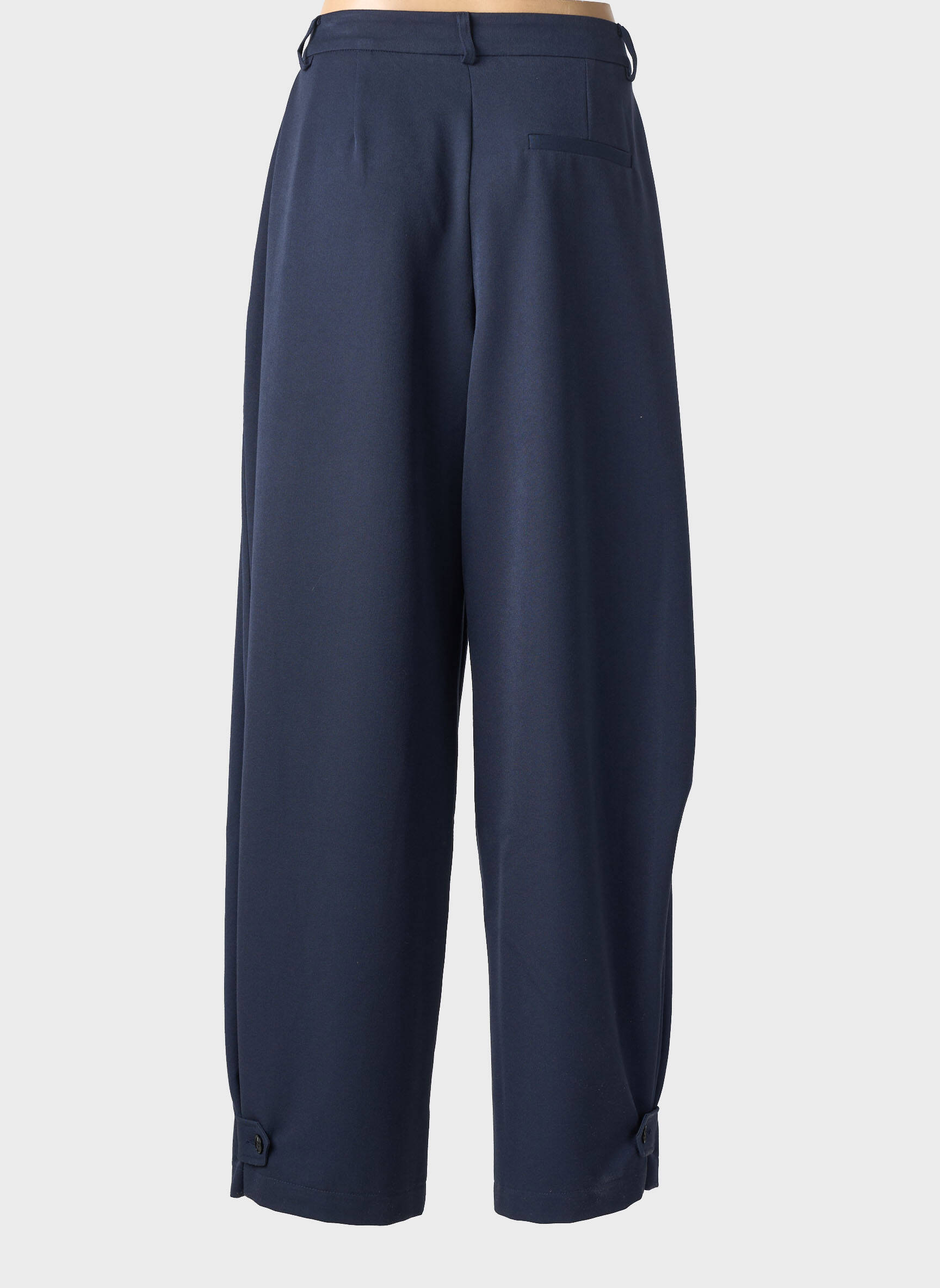 Pantalon large tissage popeline taille haute bleu LUMINA femme