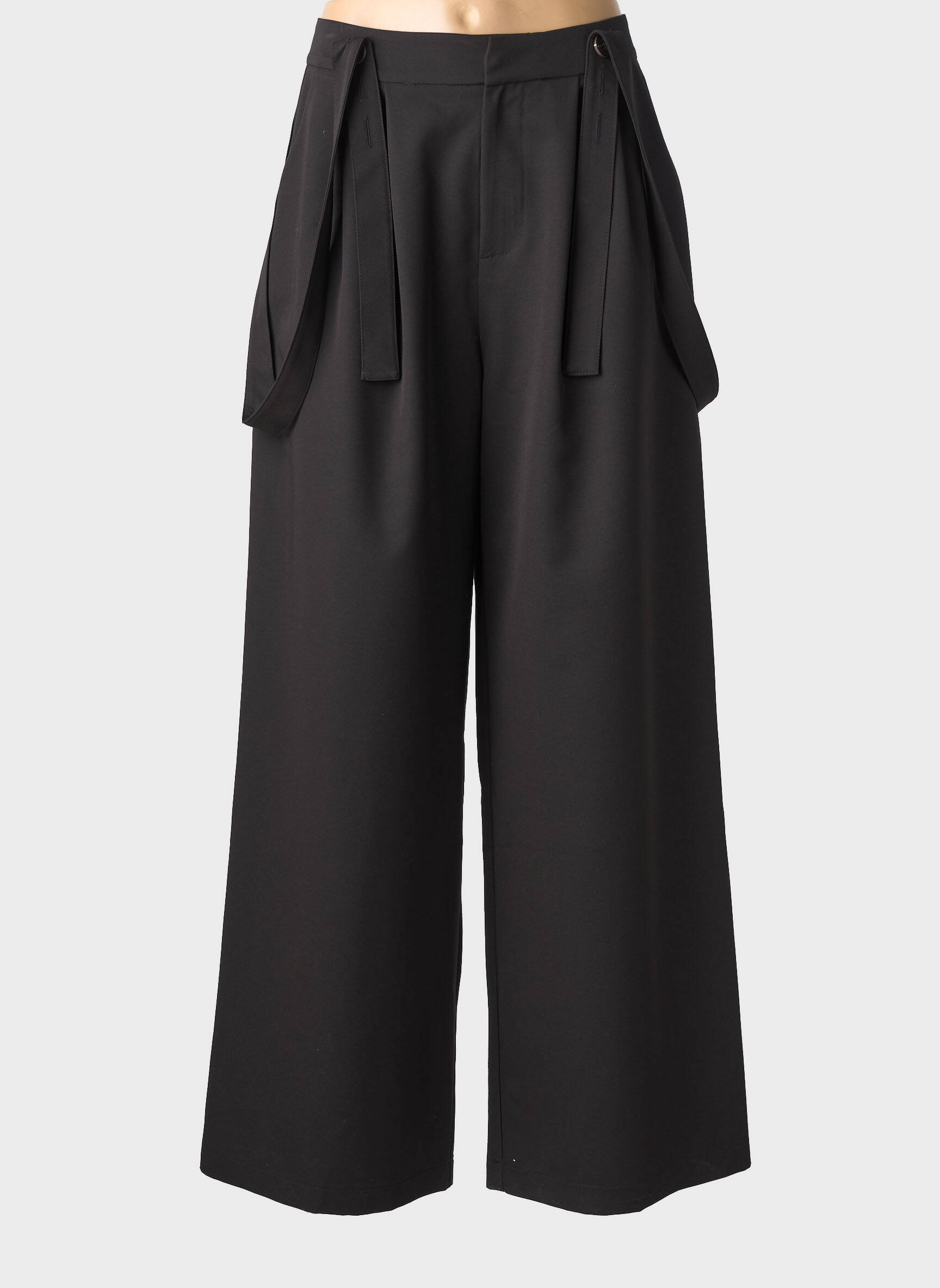 Pantalon large tissage popeline taille normale noir LUMINA femme