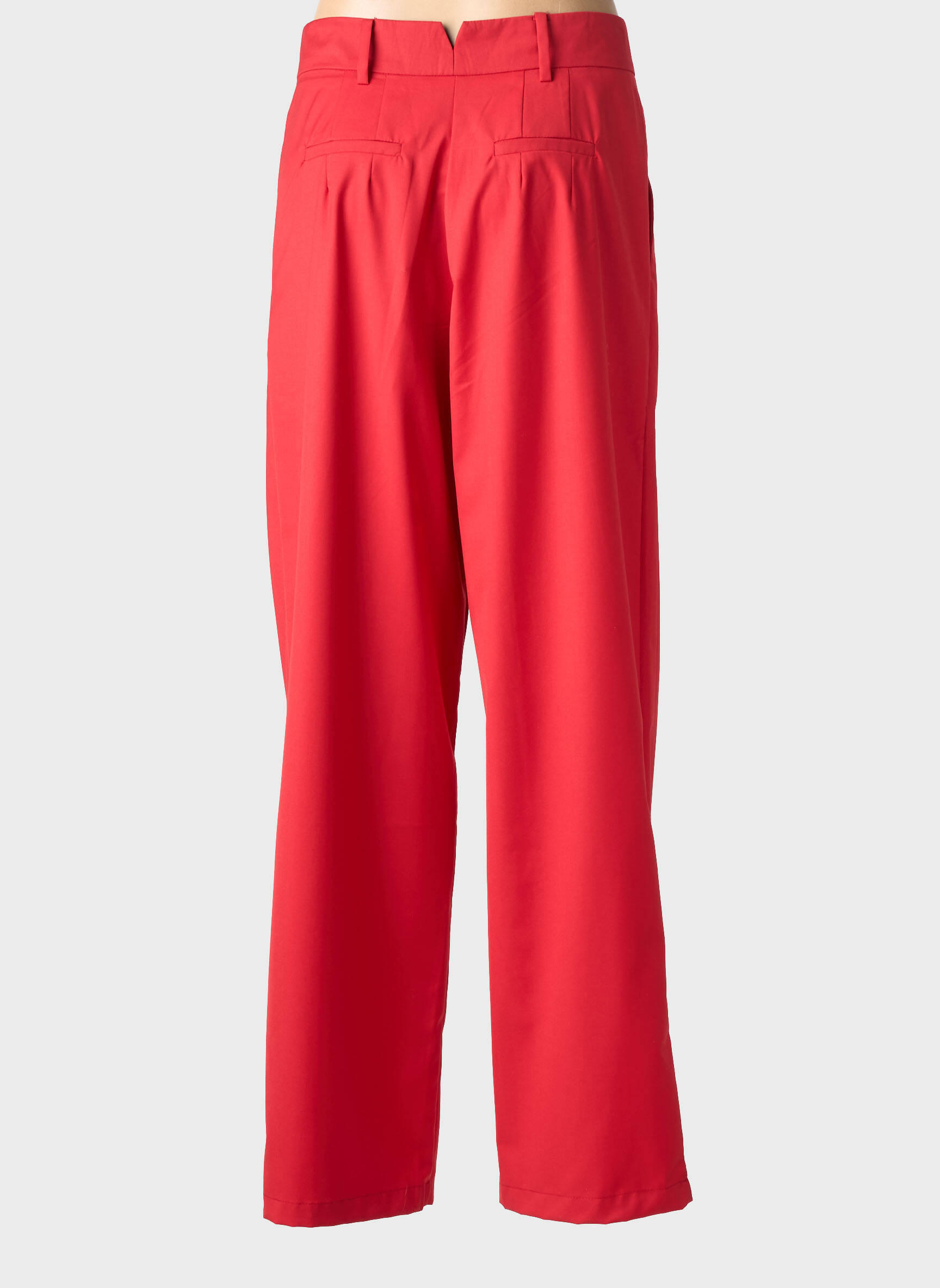 Pantalon large tissage popeline taille haute rouge GARCONNE femme