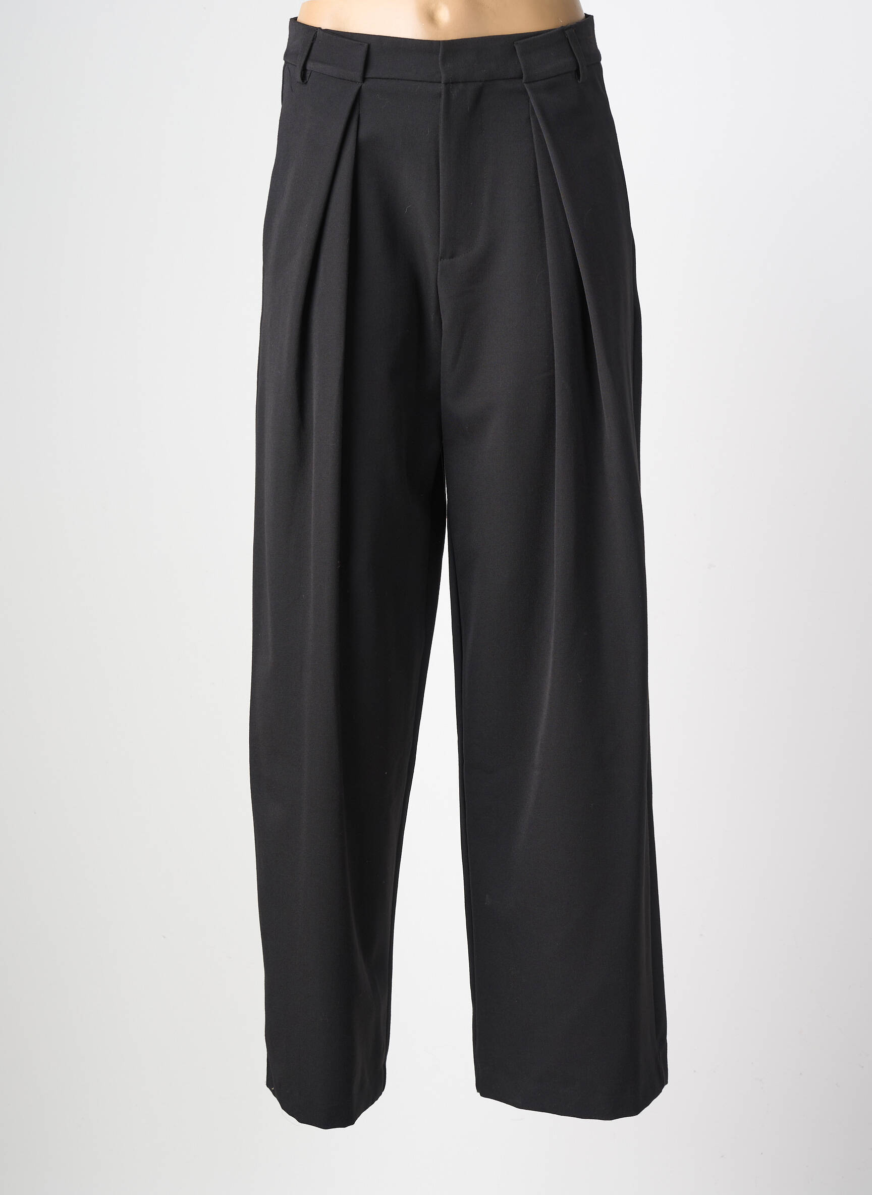 Pantalon large tissage crêpe taille haute noir GARCONNE femme