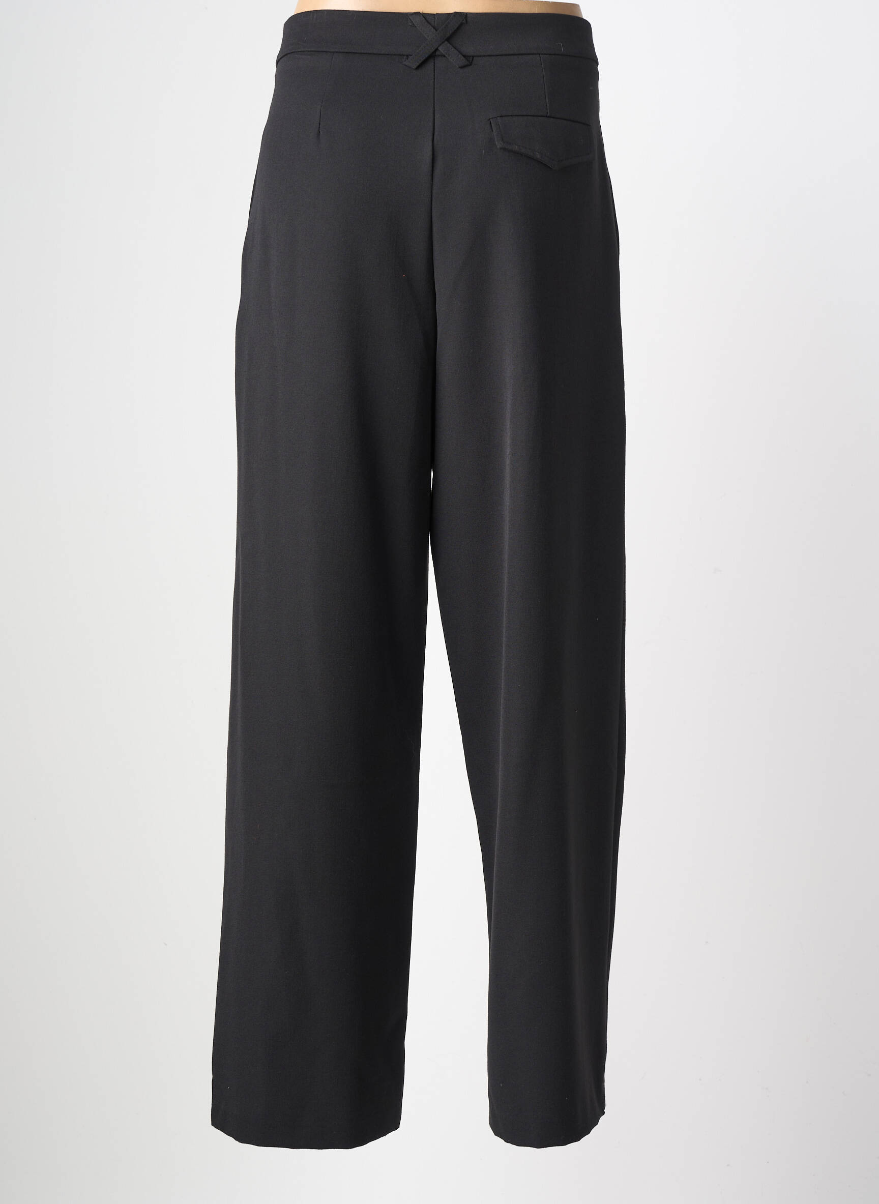 Pantalon large tissage crêpe taille haute noir GARCONNE femme