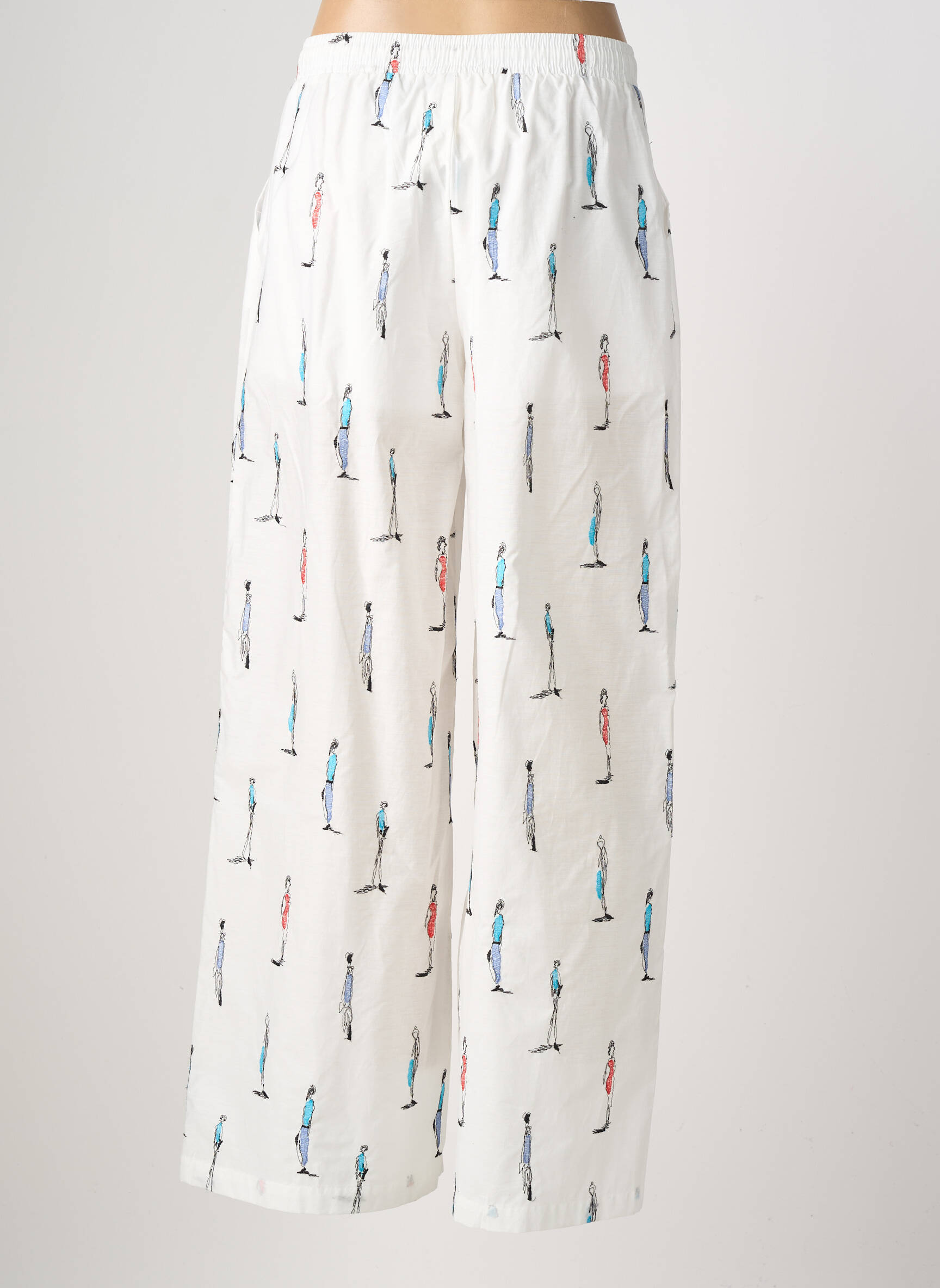 Pantalon large tissage popeline taille normale blanc LUMINA femme