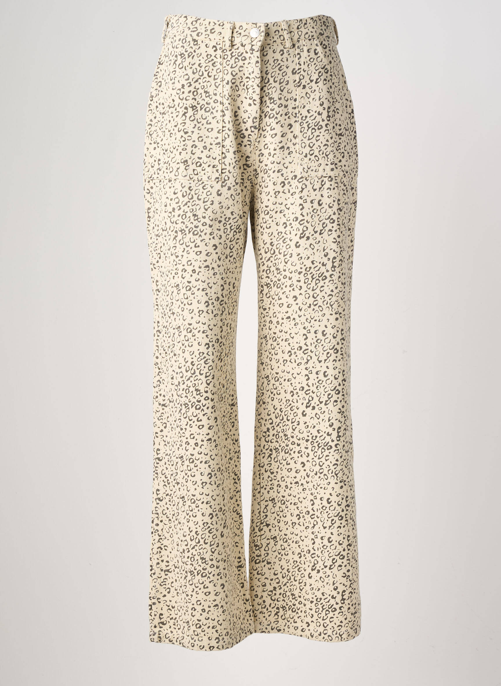 Jeans coupe large taille à pinces taille haute beige ATELIER EVÈNE femme