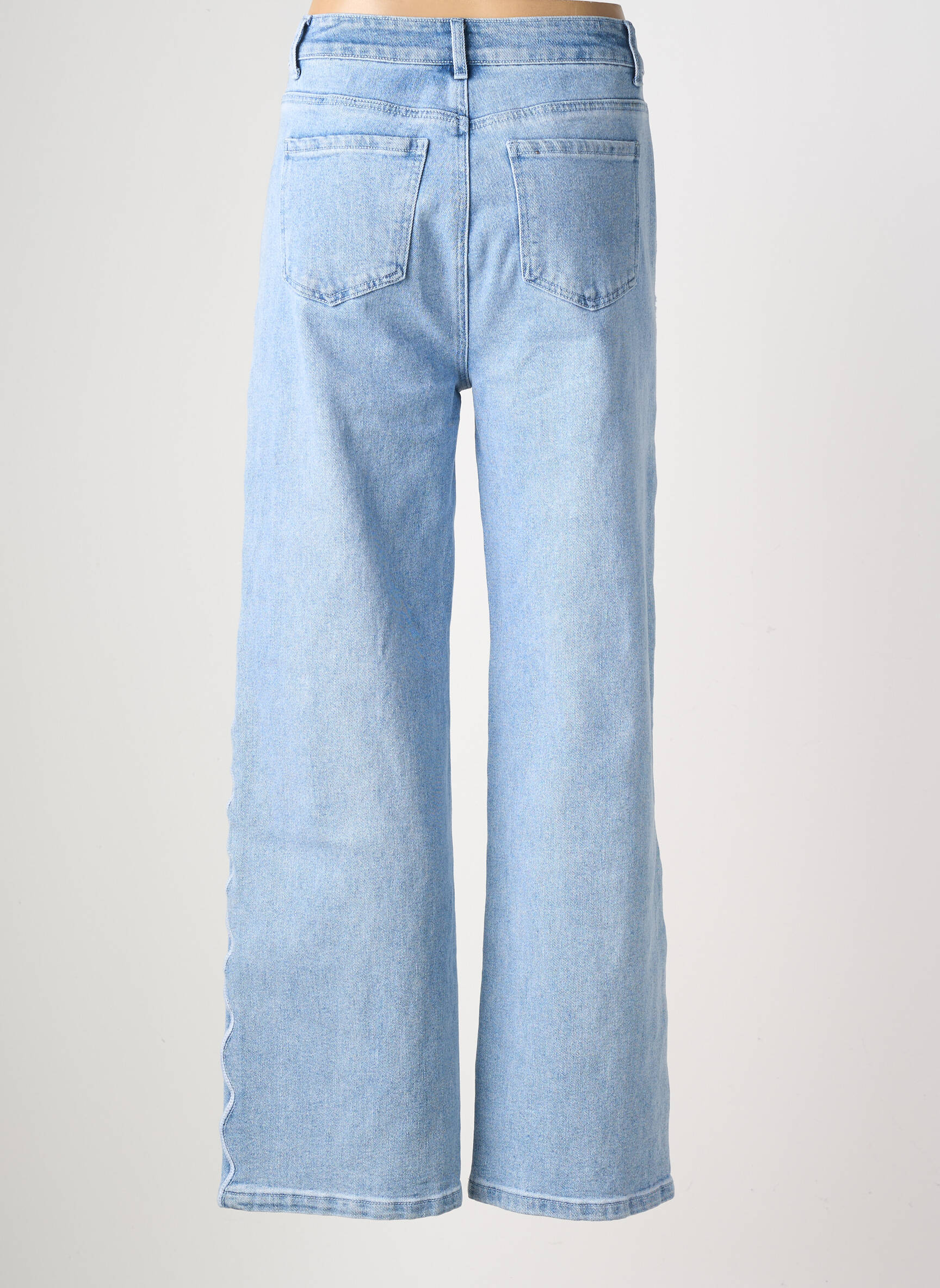 Jeans coupe large stretch taille haute bleu MUSY MUSE femme