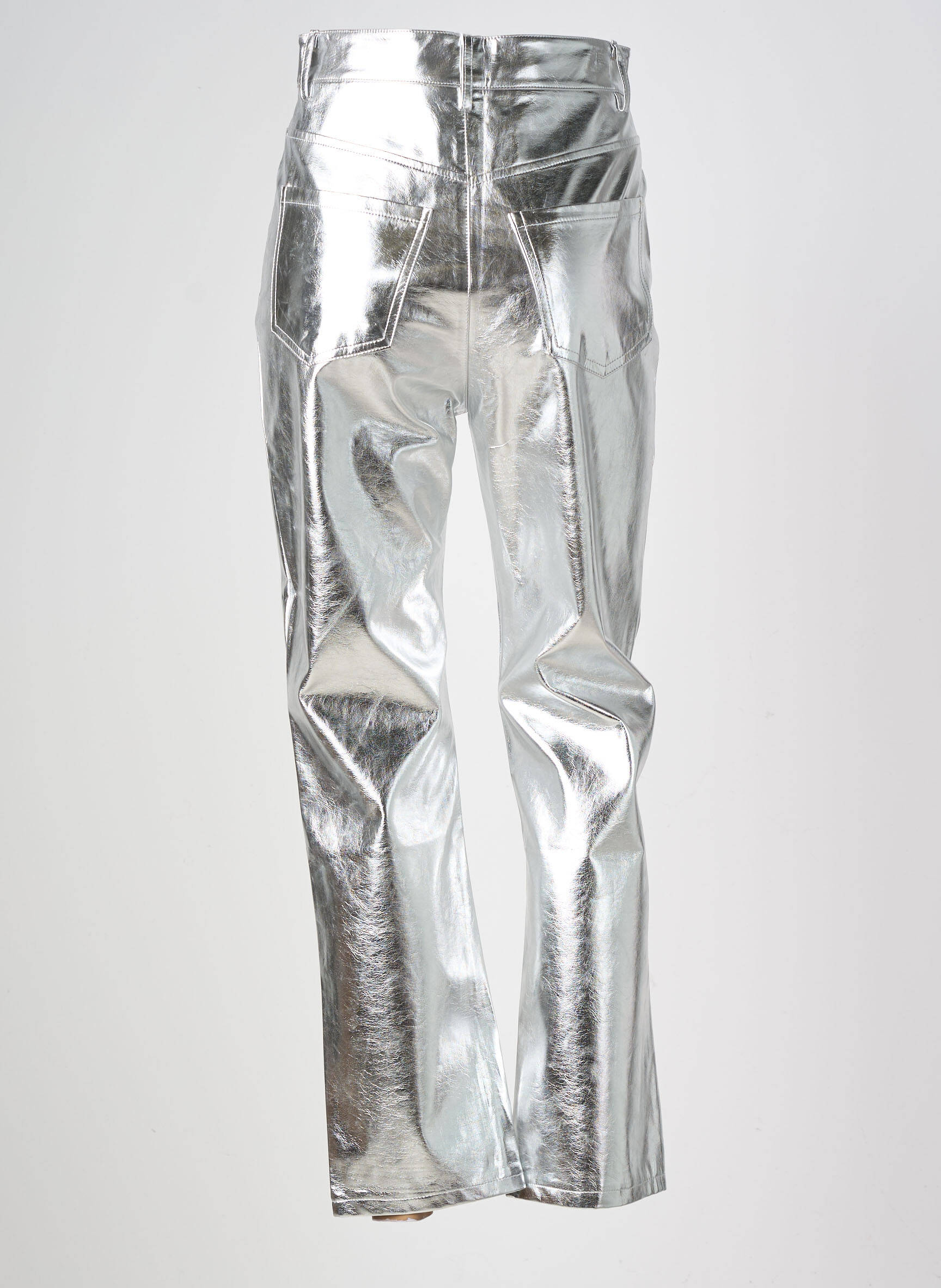 Pantalon droit taille haute taille haute argent DAPHNEA femme