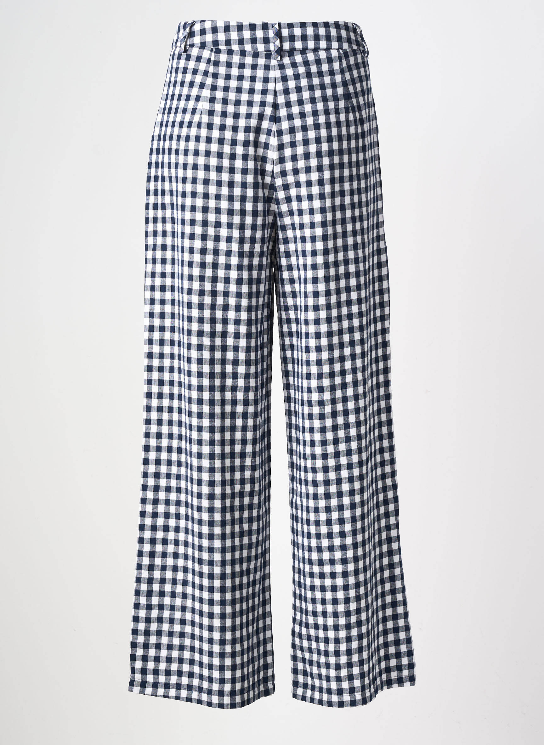 Pantalon large tissage popeline taille haute bleu FEELHOO femme