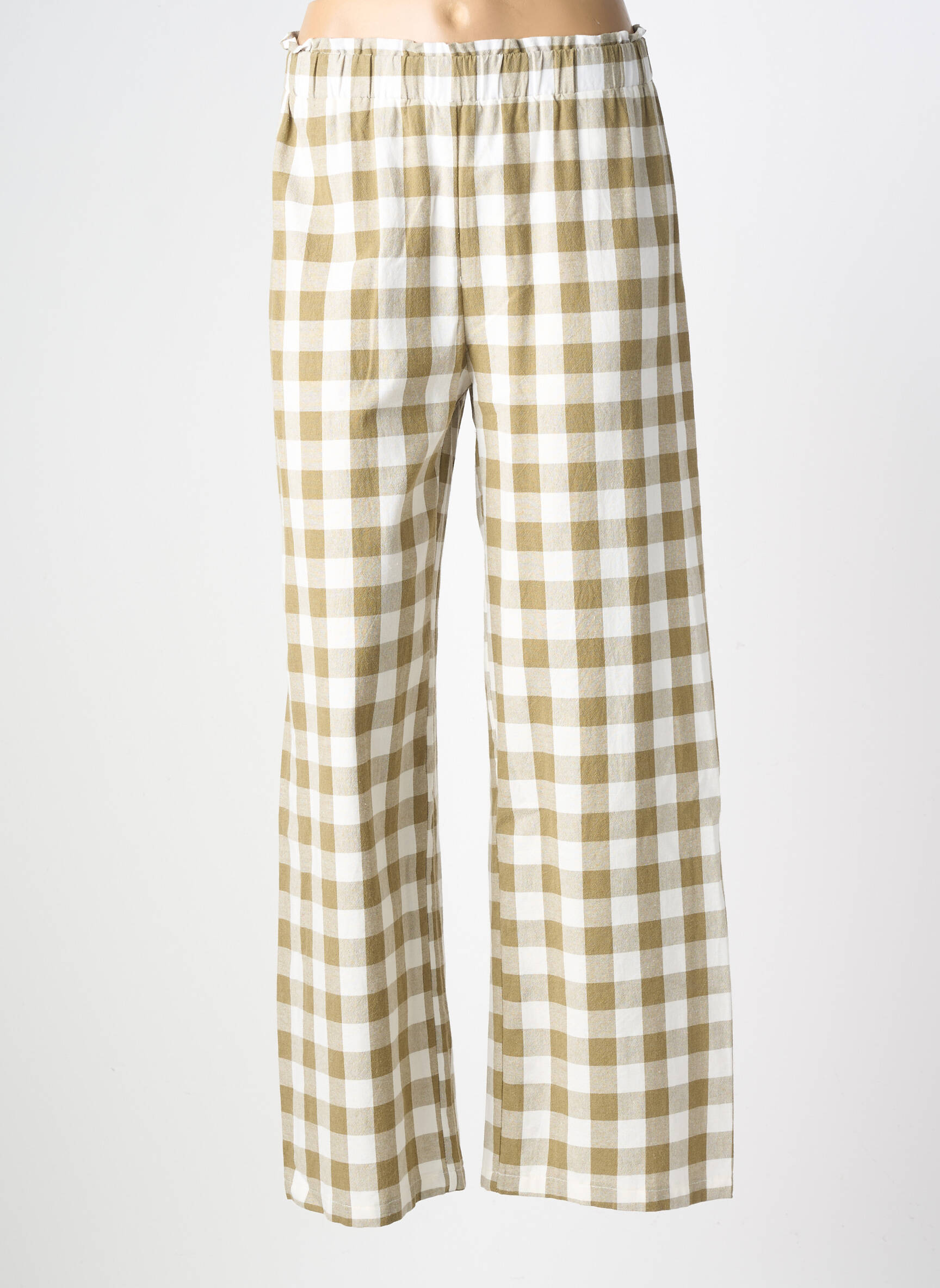 Pantalon large tissage crêpe taille normale vert MUSY MUSE femme