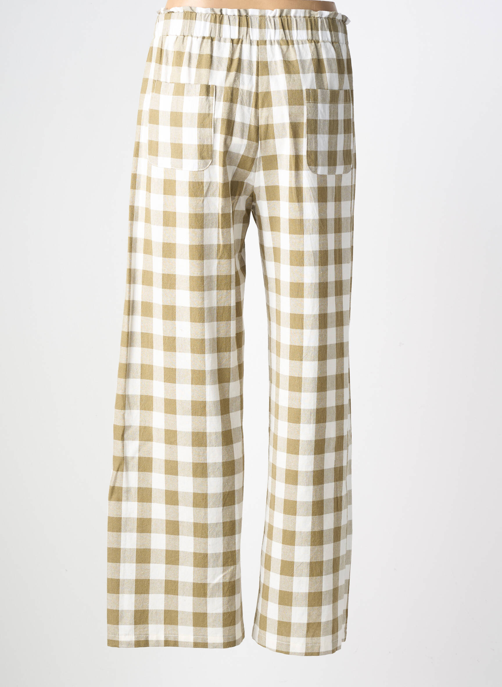 Pantalon large tissage crêpe taille normale vert MUSY MUSE femme