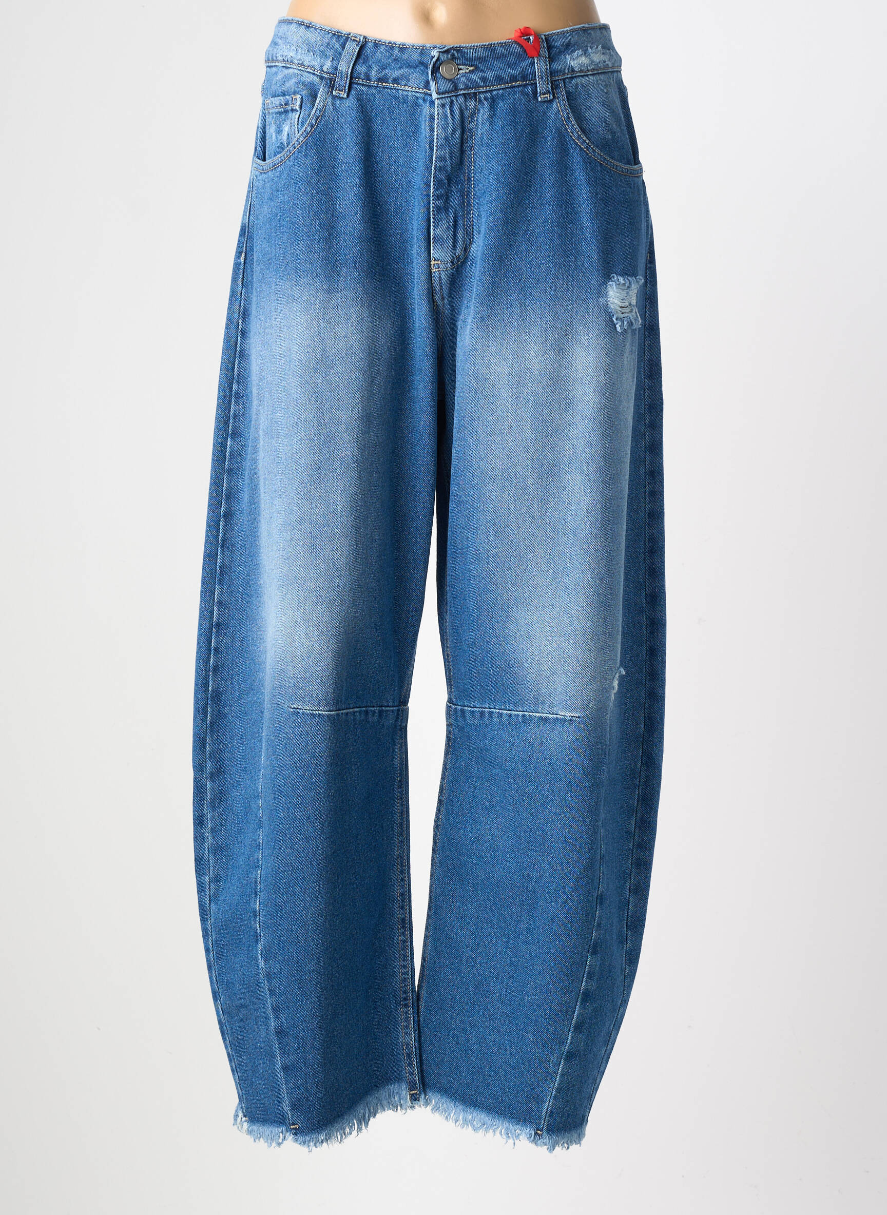 Jeans coupe large effet usé délavé taille haute bleu GARCONNE femme
