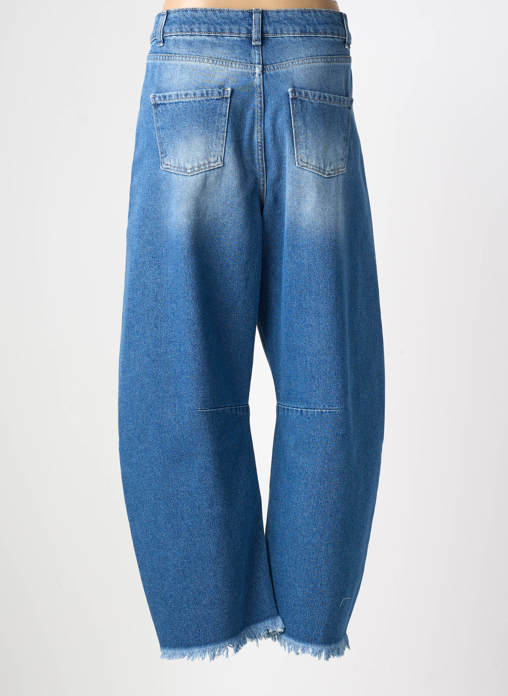 Jeans coupe large effet usé délavé taille haute bleu GARCONNE femme