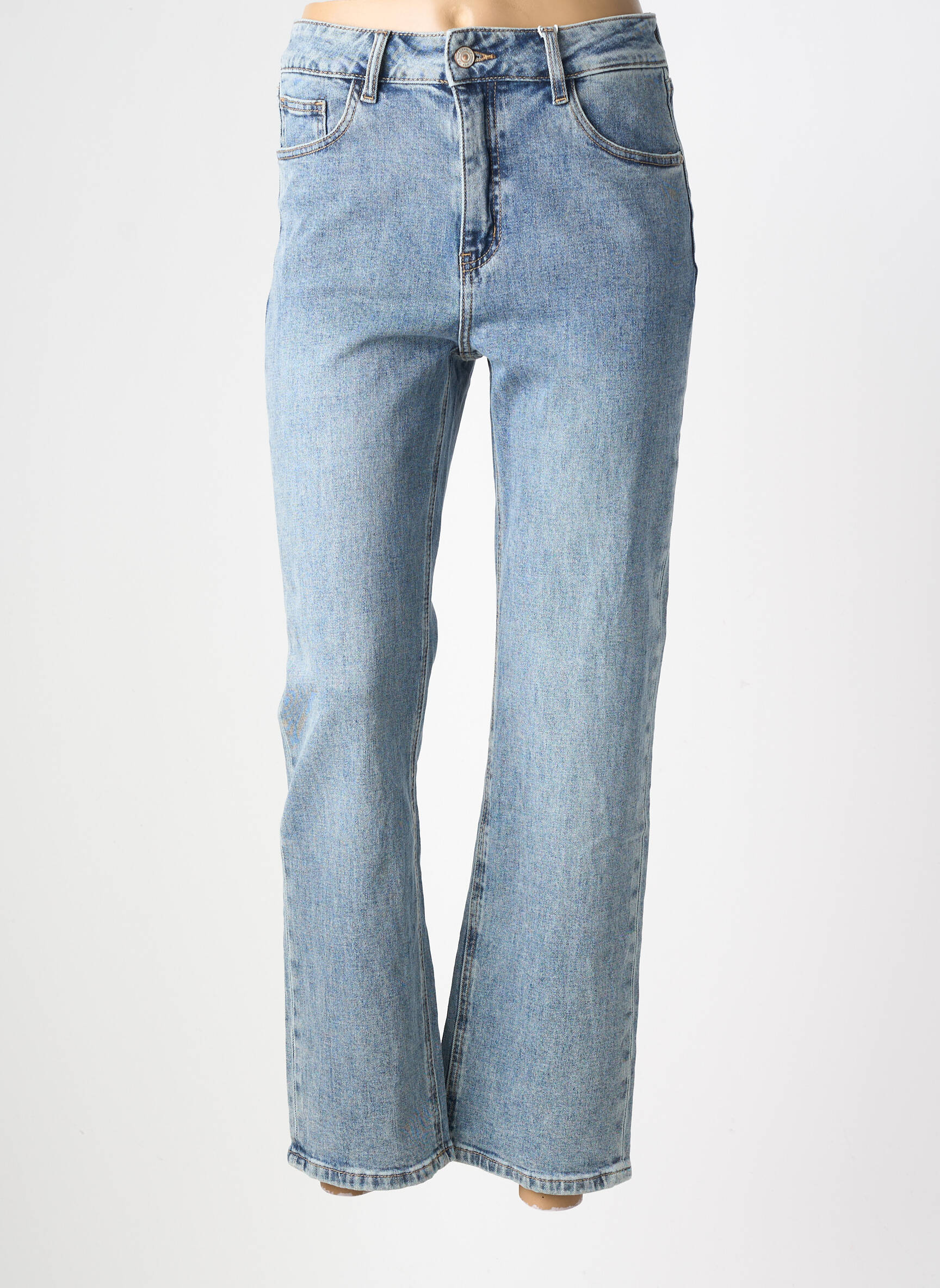 Jeans coupe droite taille haute taille haute bleu ORAIJE femme