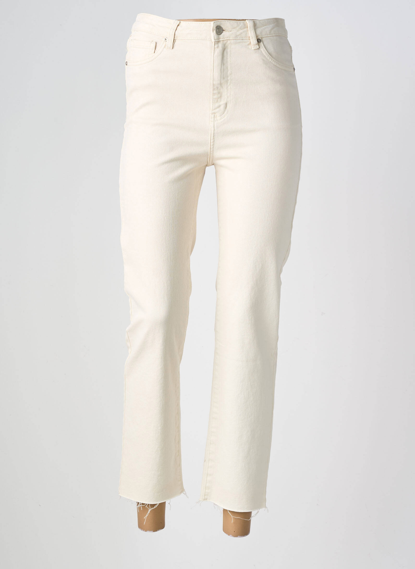 Jeans coupe slim taille haute taille haute beige R.DISPLAY femme