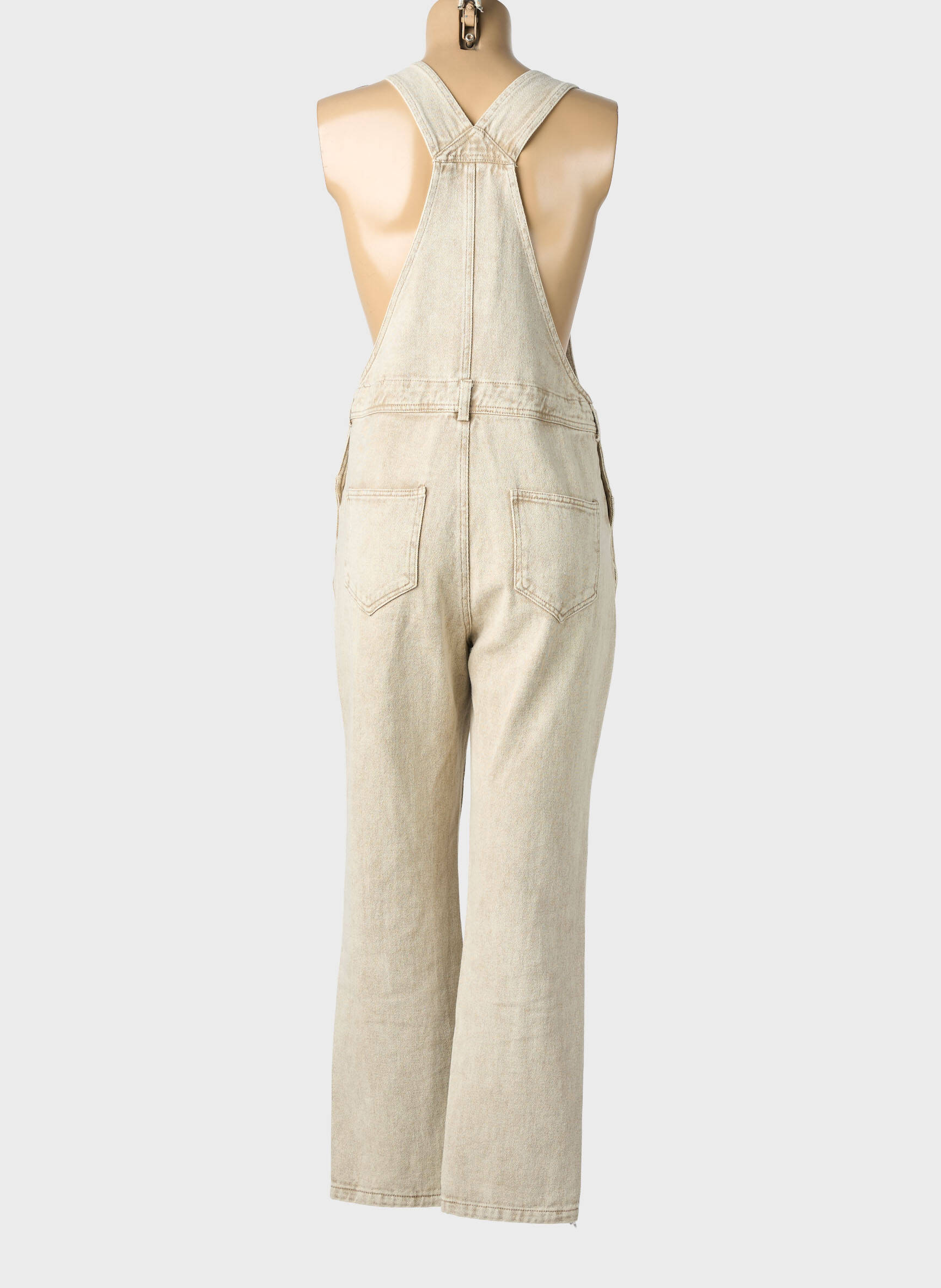 Salopette coupe droite fines bretelles beige FEELHOO femme