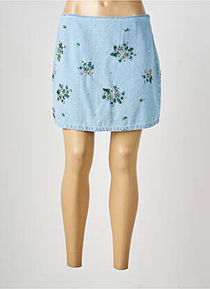 Jupe courte fermeture zippée au dos bleu DAPHNEA femme