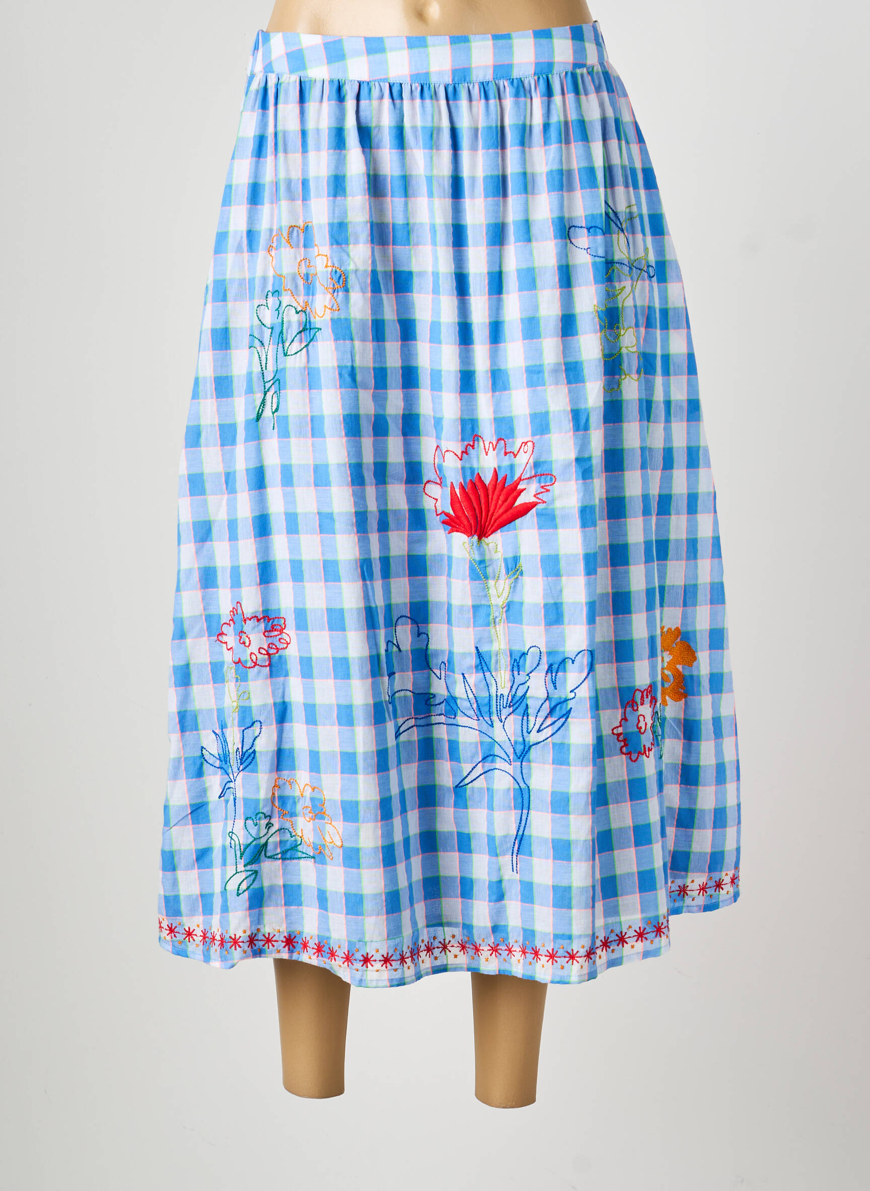 Jupe mi-longue taille normale bleu LUMINE femme
