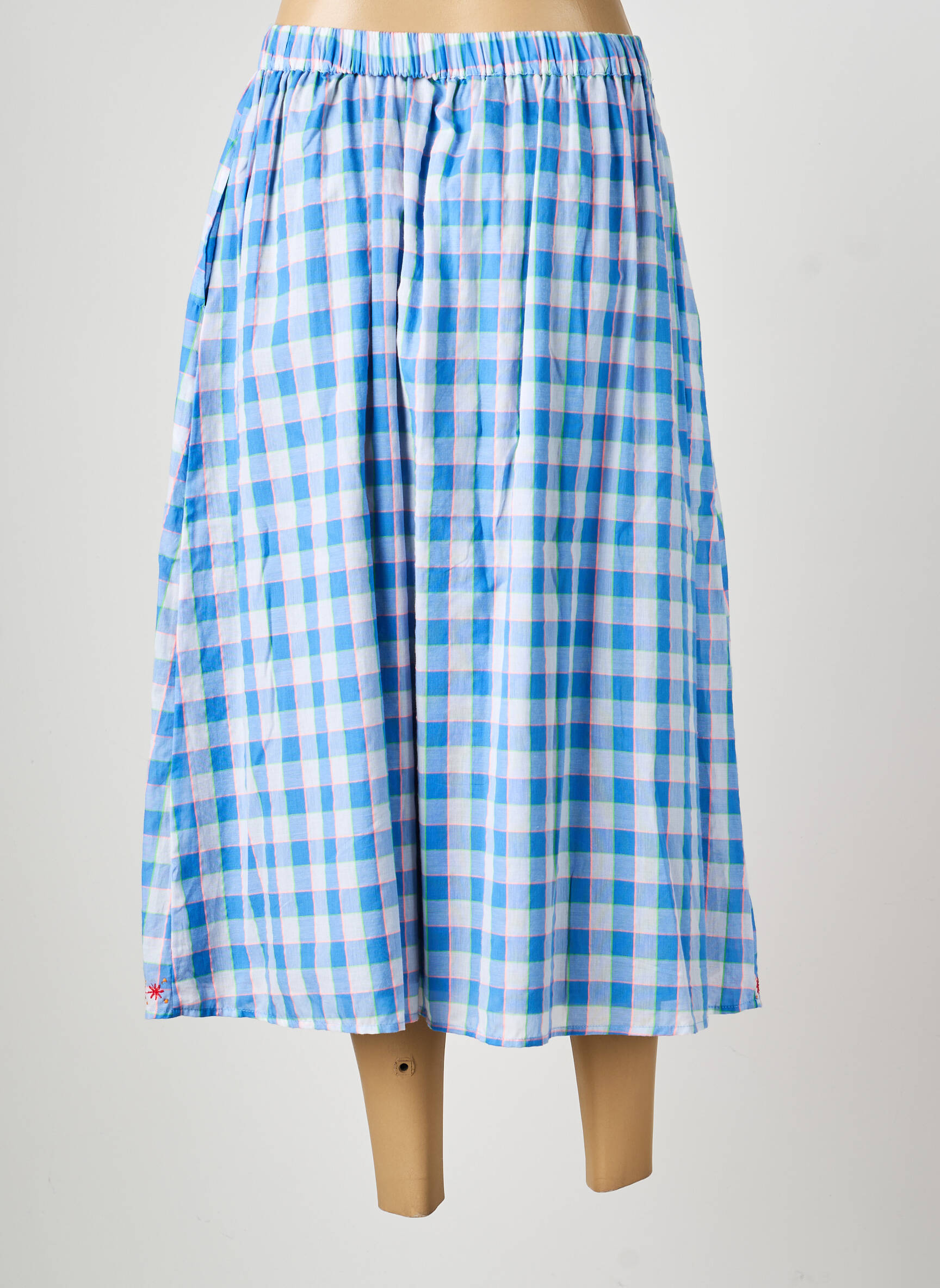 Jupe mi-longue taille normale bleu LUMINE femme