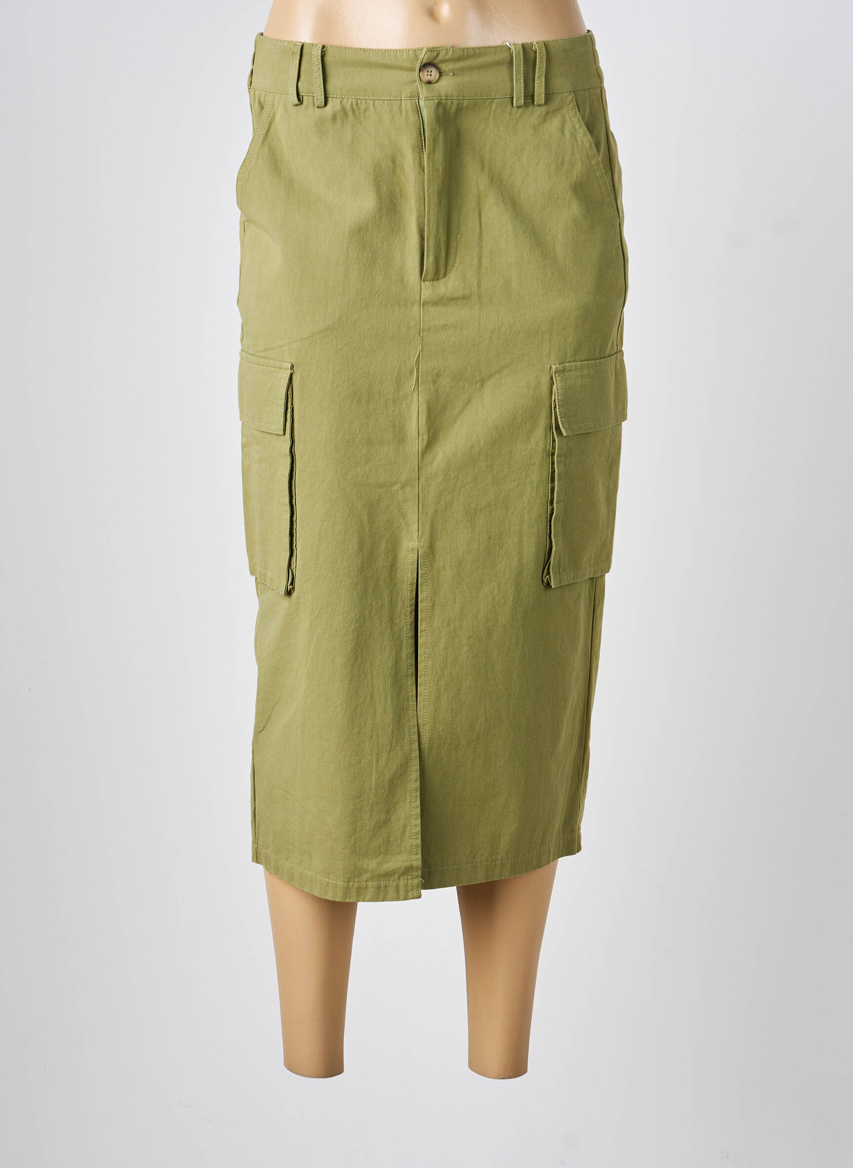 Jupe mi-longue taille normale vert JCL femme