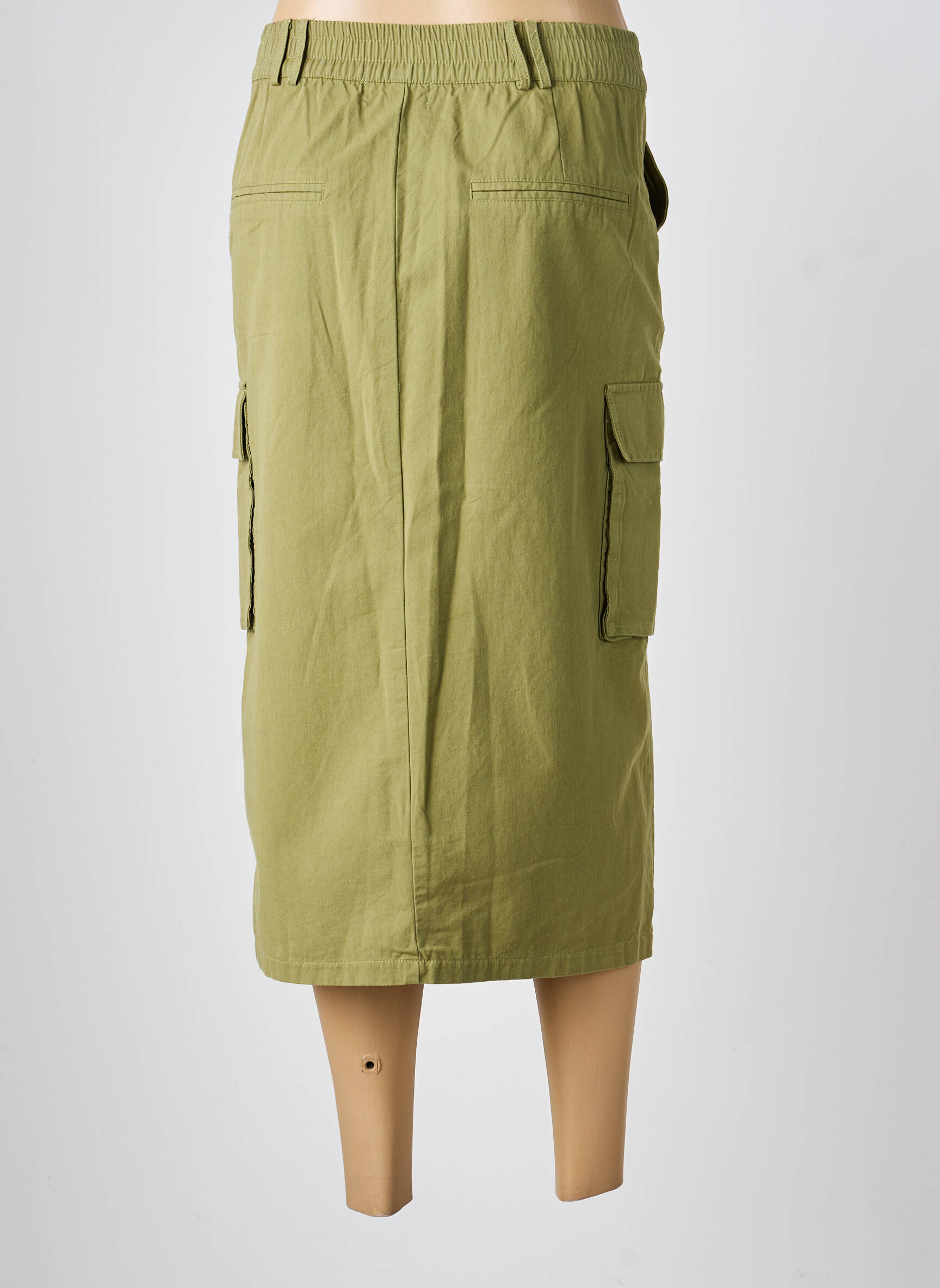 Jupe mi-longue taille normale vert JCL femme
